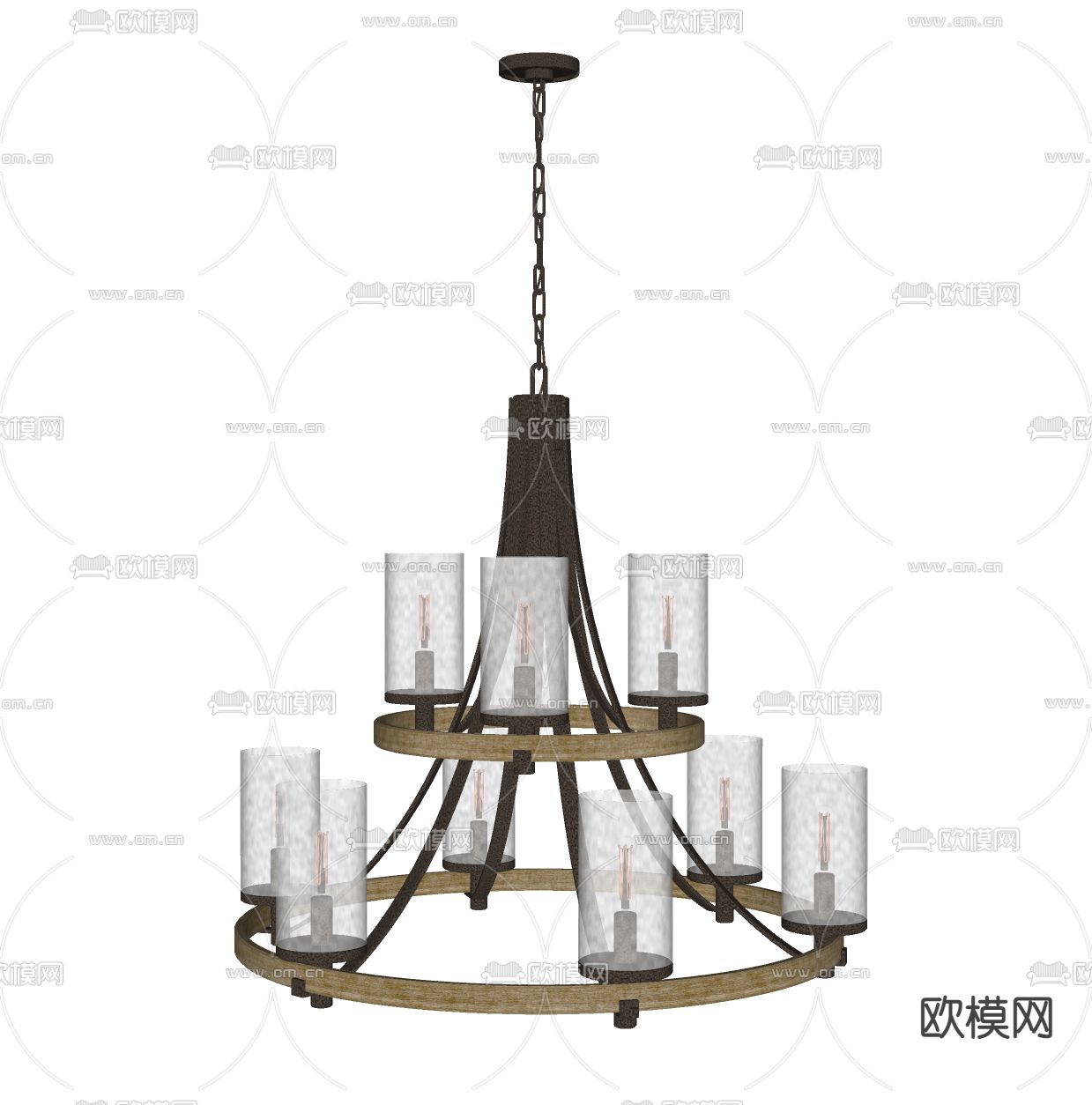 工业风吊灯su模型下载（渲染图2）