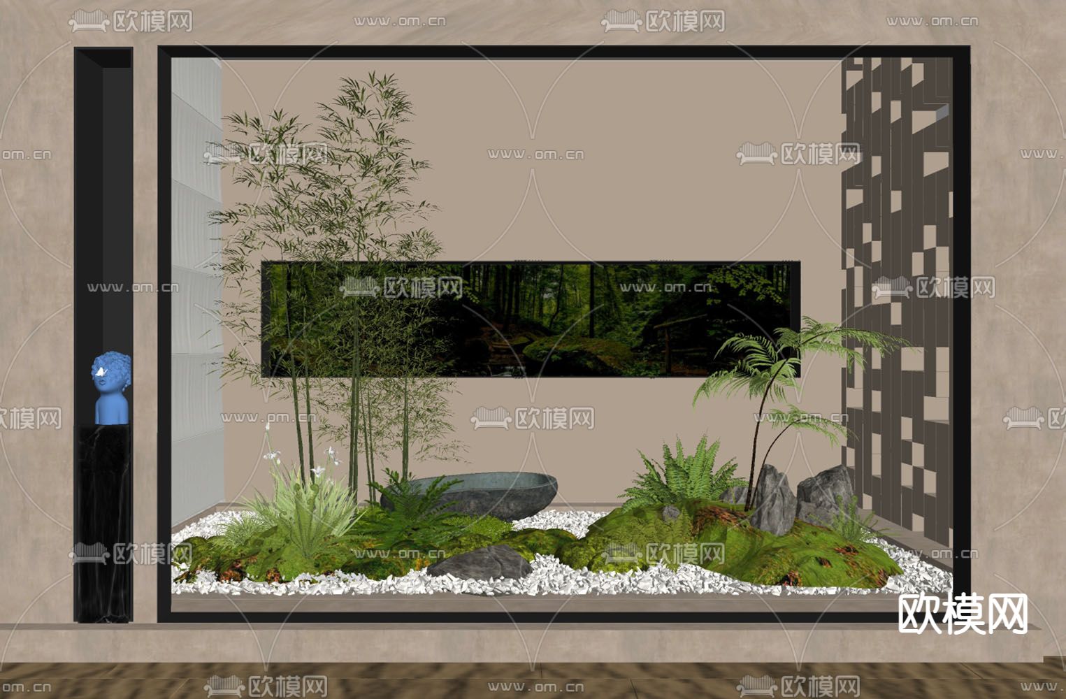 松树小品 植物堆su模型下载（渲染图2）