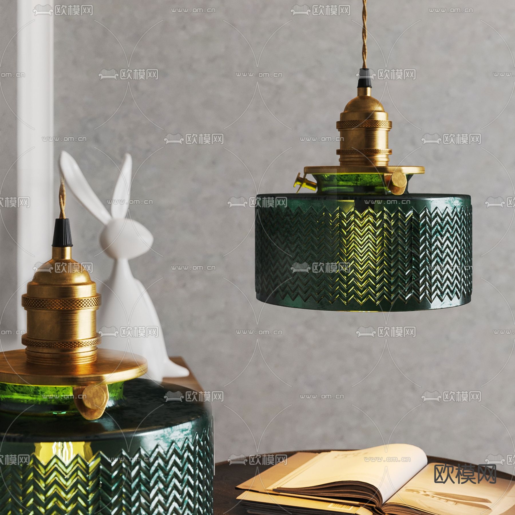 玻璃吊灯 复古吊灯3d模型下载（渲染图1）