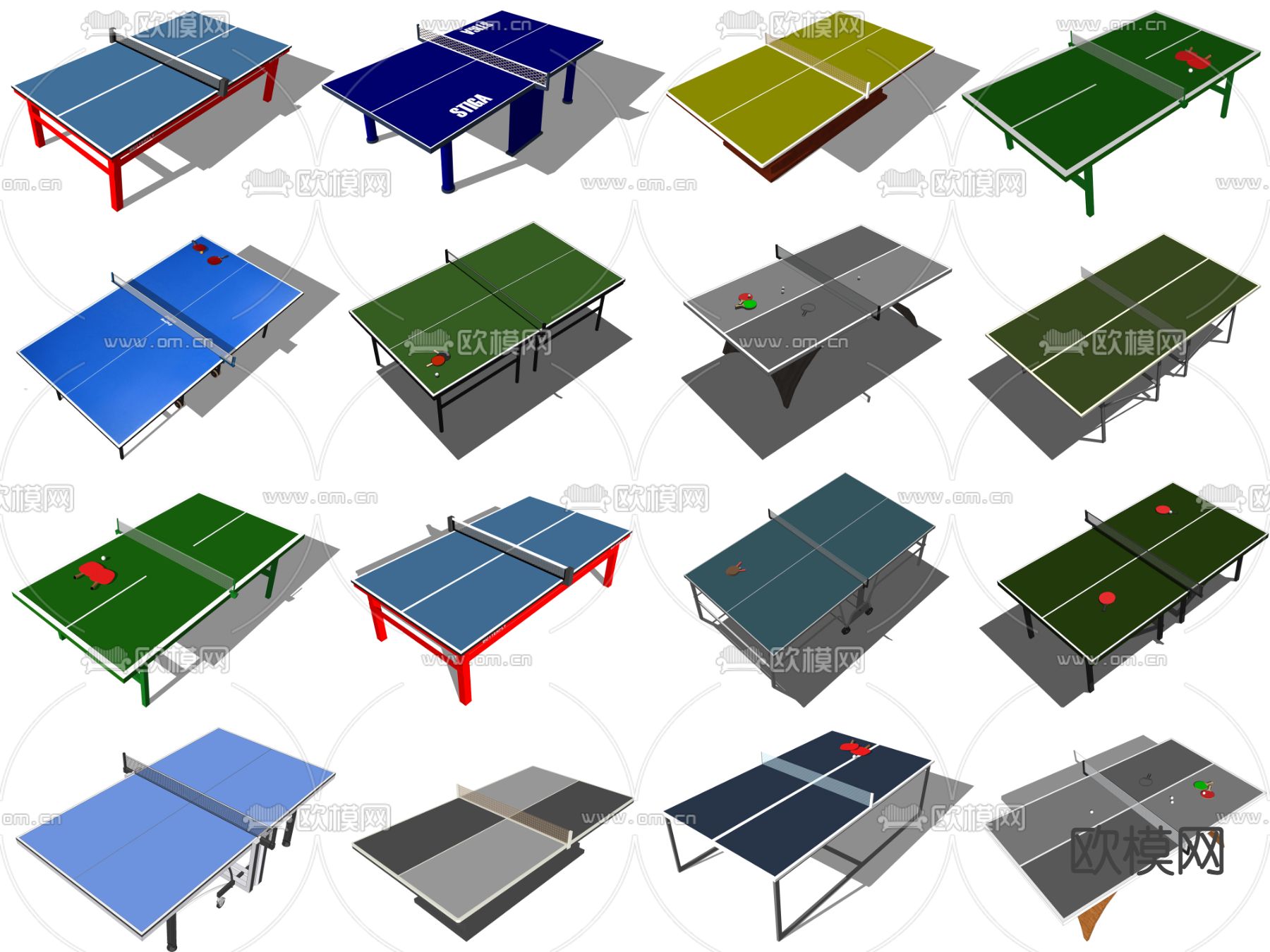 乒乓球桌 乒乓球台su模型下载（渲染图1）