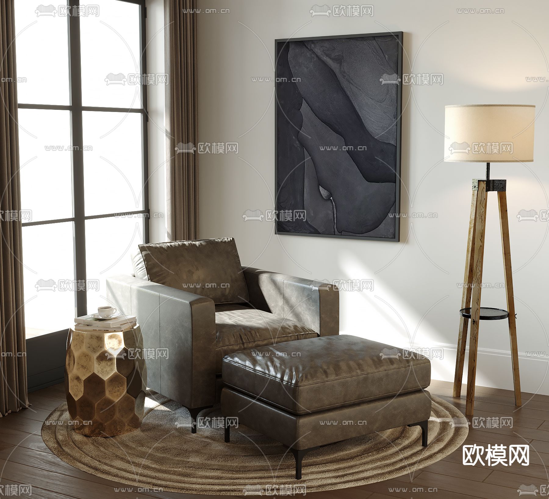 现代单人沙发su模型