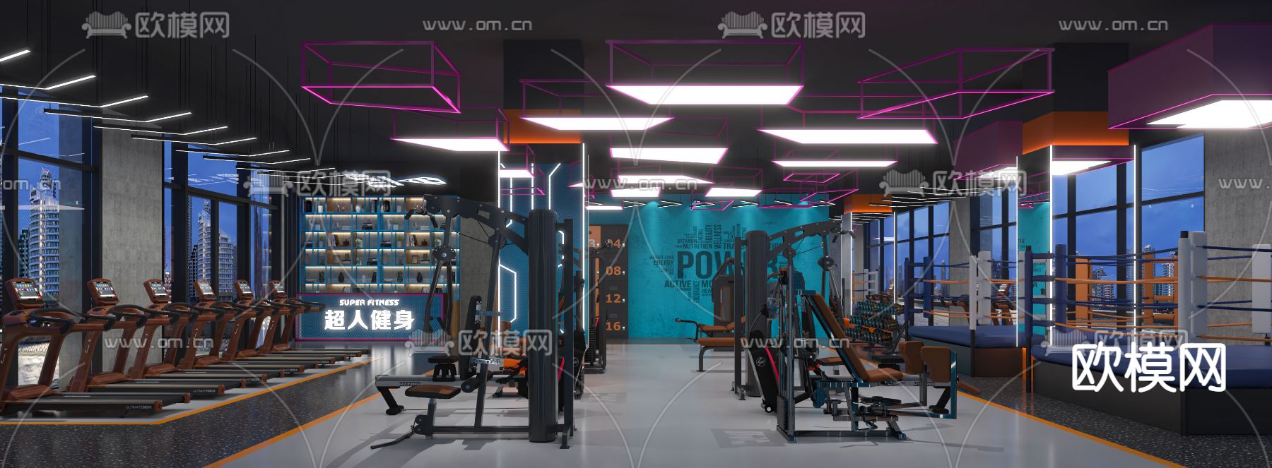 工业风健身房3d模型下载（渲染图2）