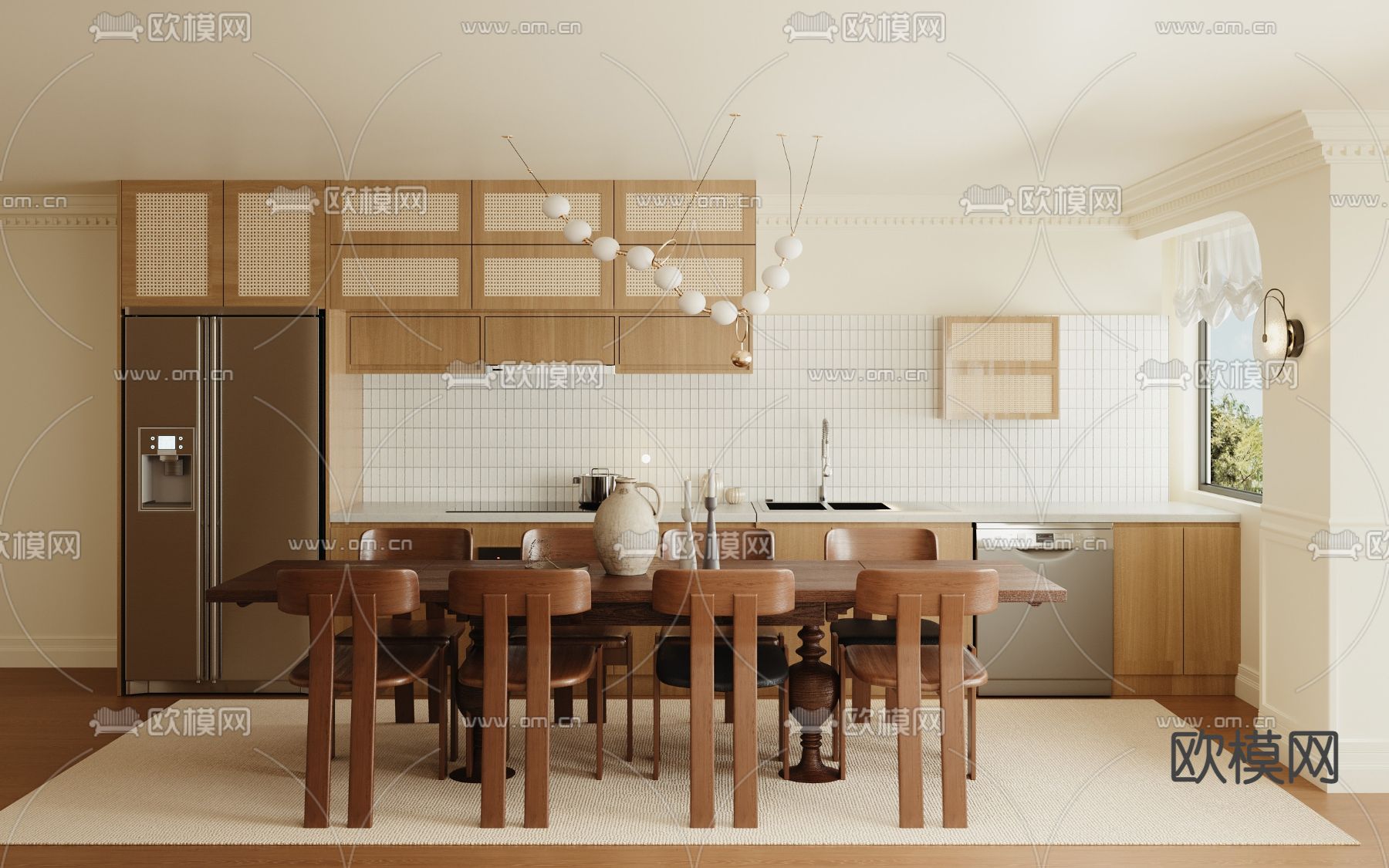 侘寂风餐厅su模型下载（渲染图1）