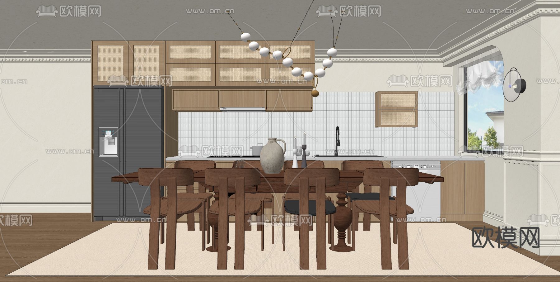 侘寂风餐厅su模型下载（渲染图2）