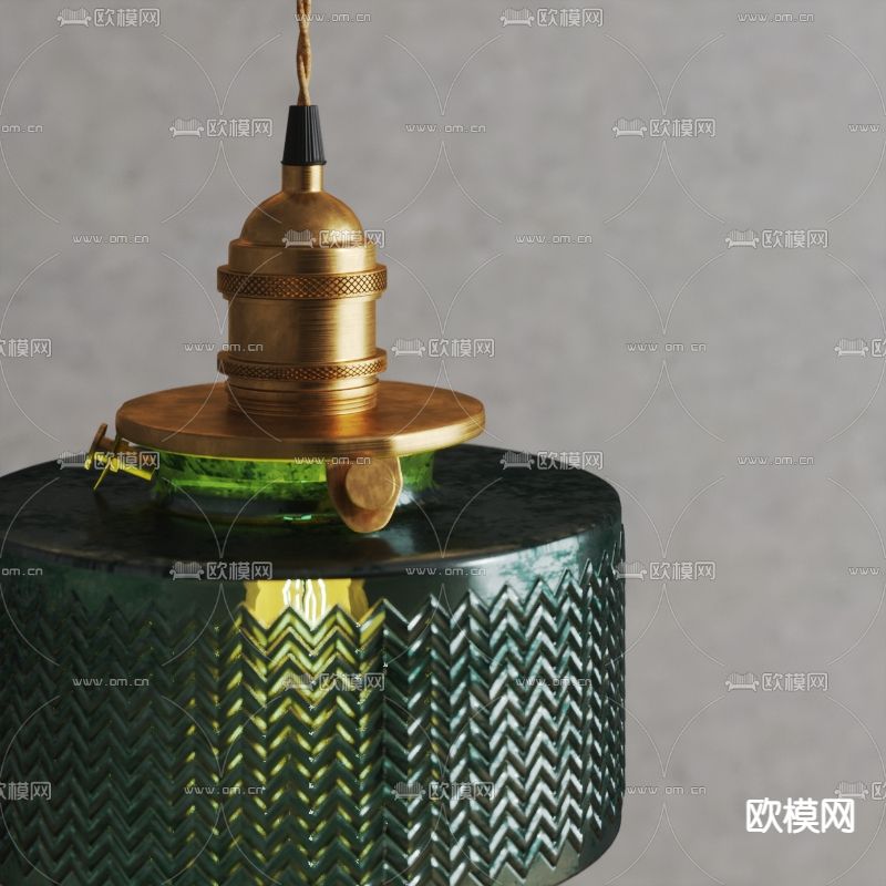 玻璃吊灯 复古吊灯3d模型下载（渲染图3）