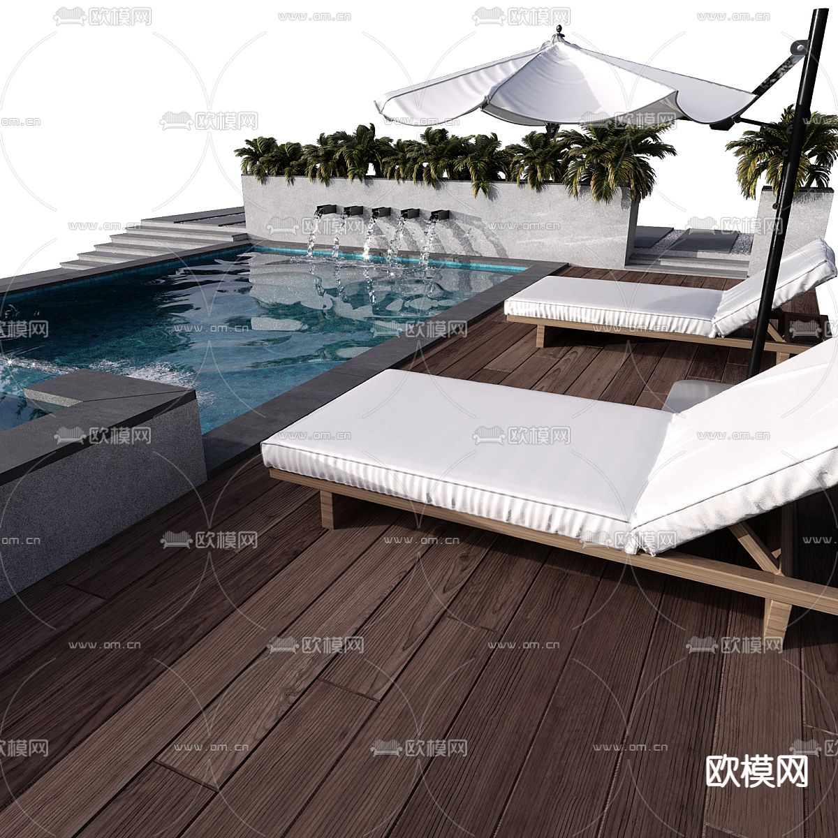 现代游泳池3d模型下载（渲染图4）