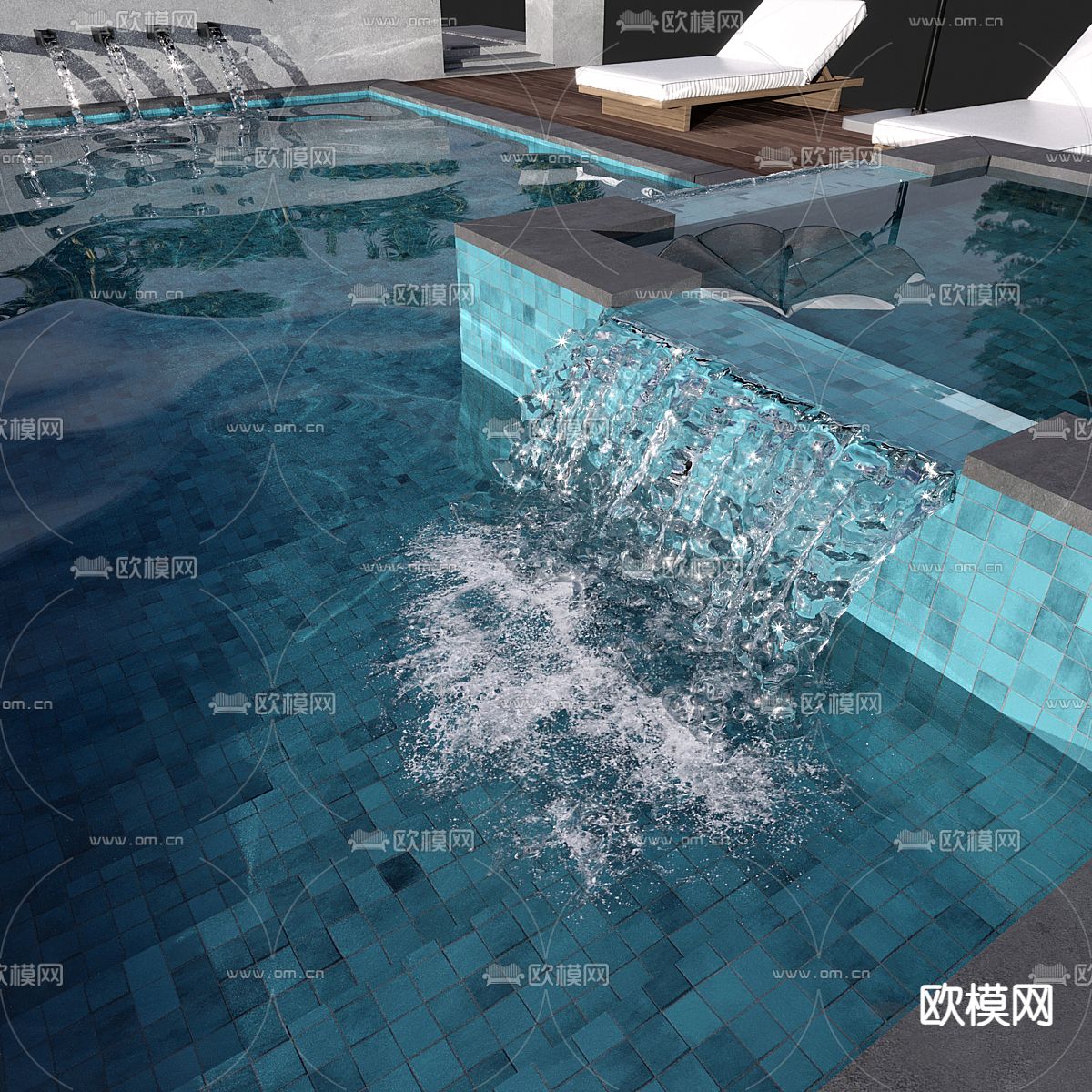 现代游泳池3d模型下载（渲染图3）