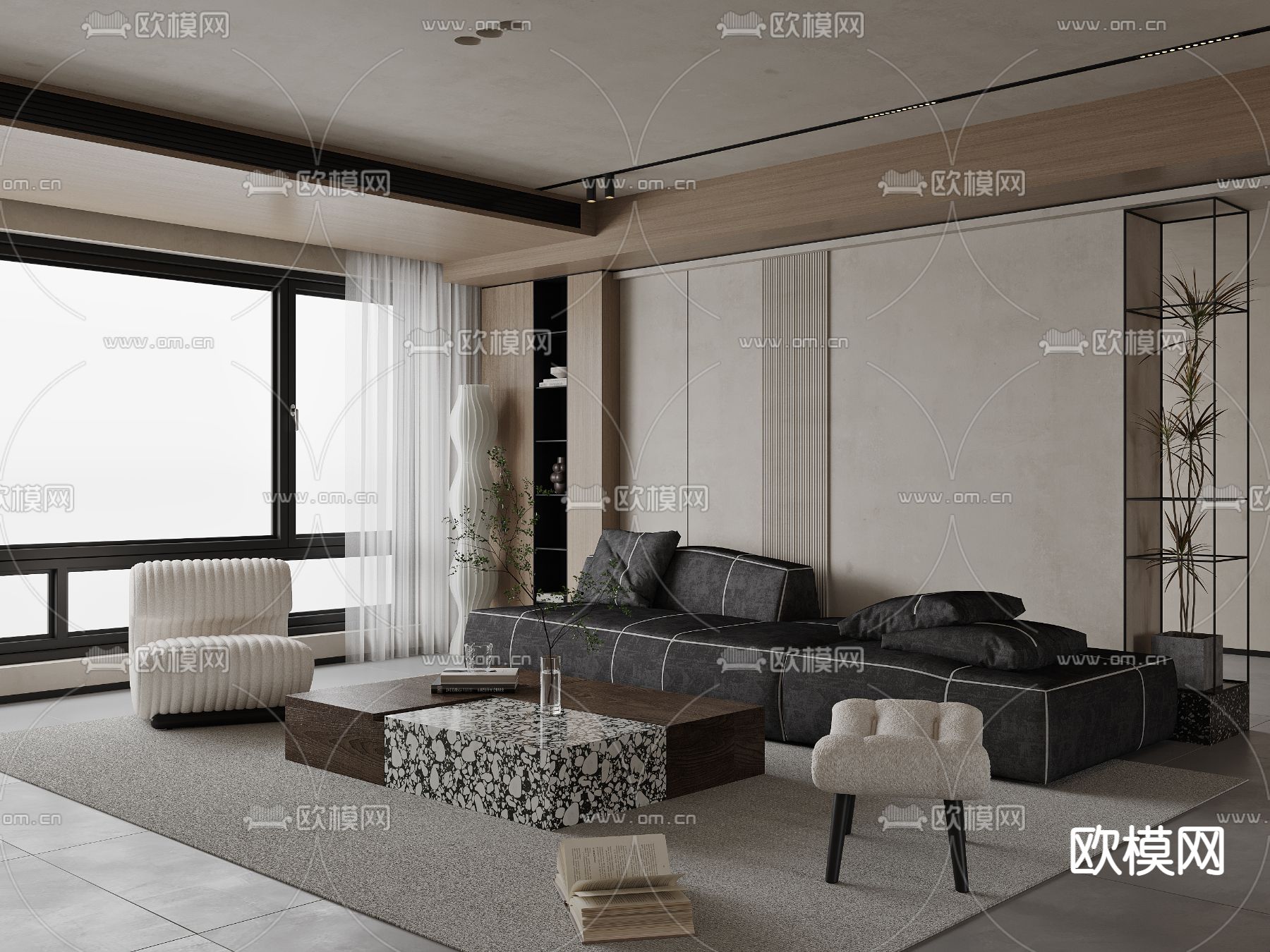侘寂客厅3d模型