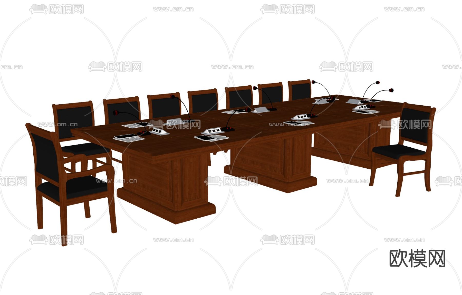 现代会议桌椅su模型下载（渲染图4）