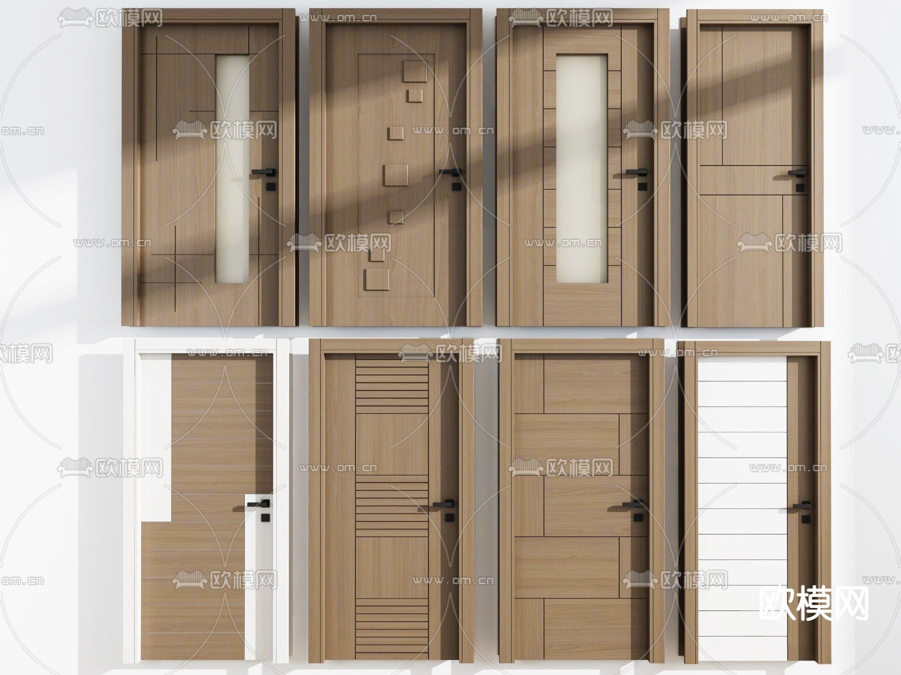 北欧木门 房门 单开门su模型下载（渲染图1）