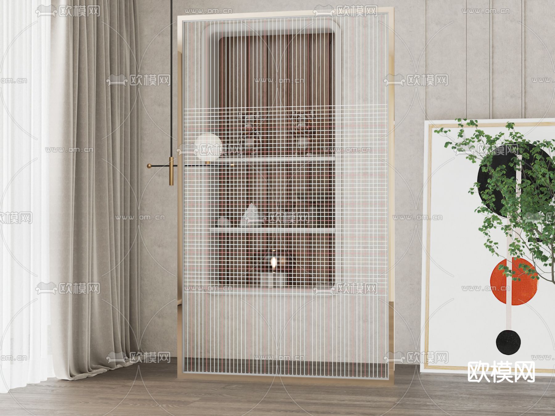 简欧屏风 隔断3d模型下载