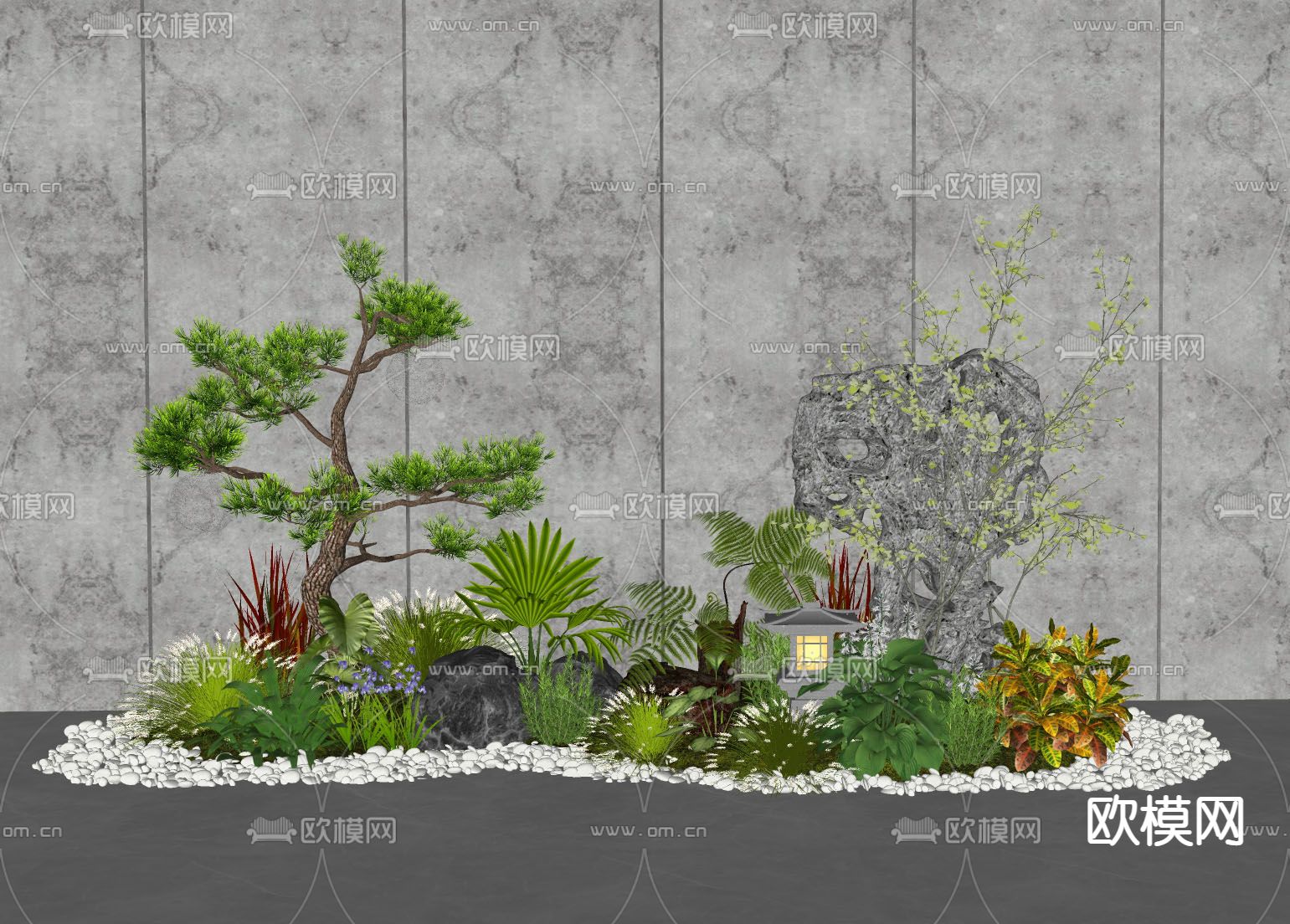 室内庭院小品 植物堆su模型下载（渲染图3）