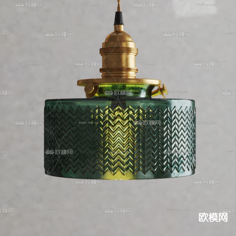 玻璃吊灯 复古吊灯3d模型下载（渲染图4）