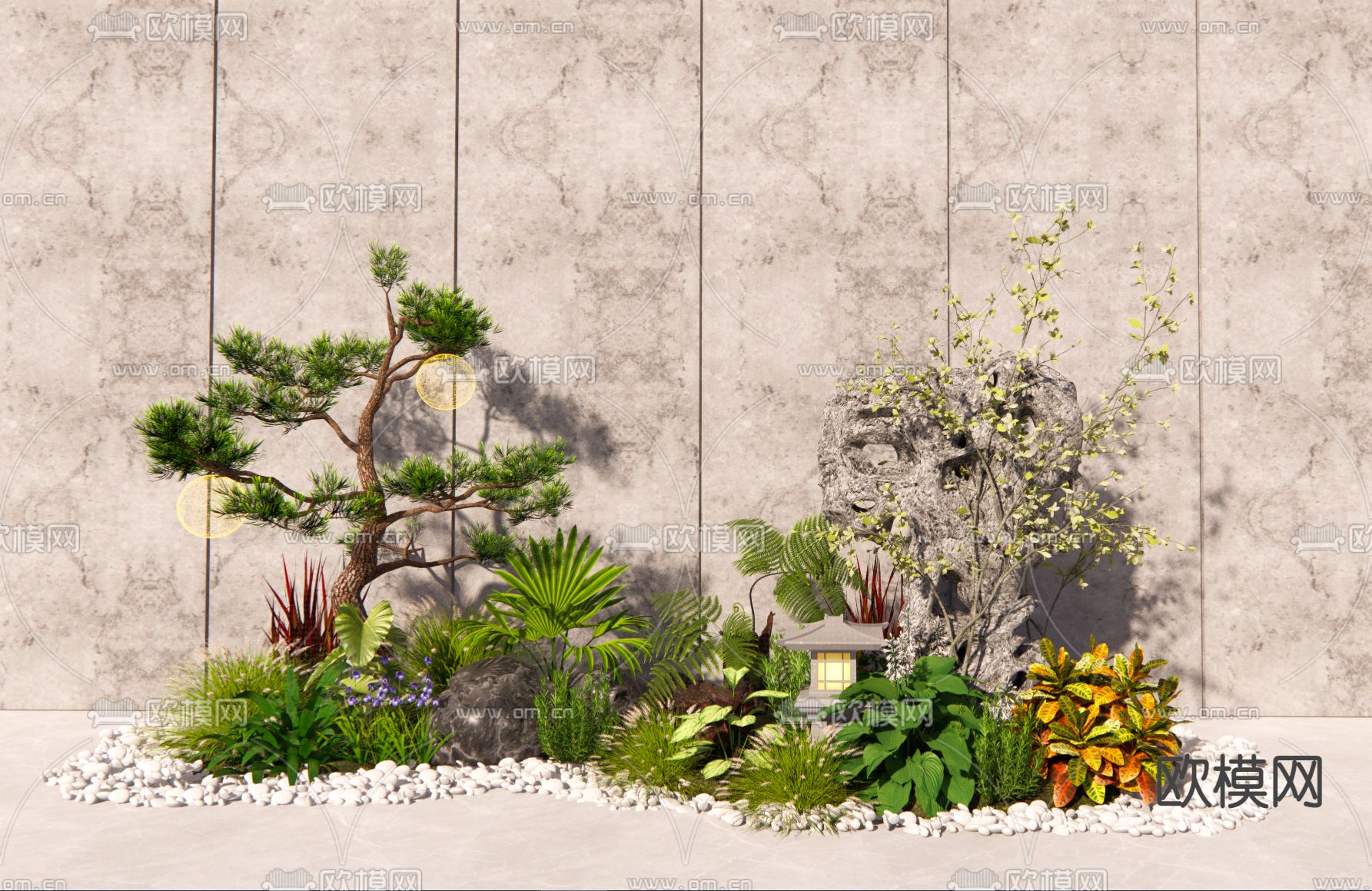 室内庭院小品 植物堆su模型下载（渲染图1）