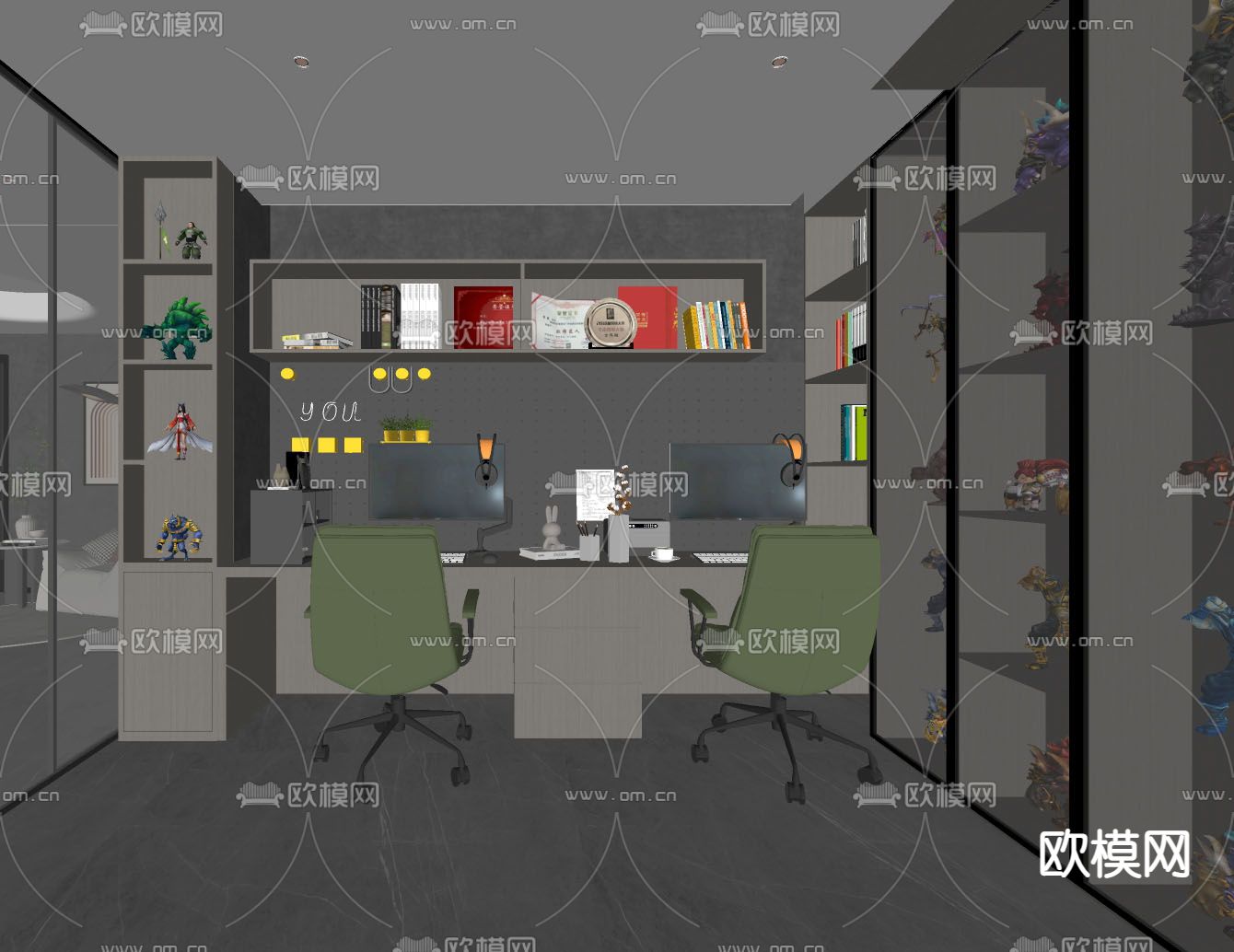 现代电竞房 游戏房su模型下载（渲染图2）