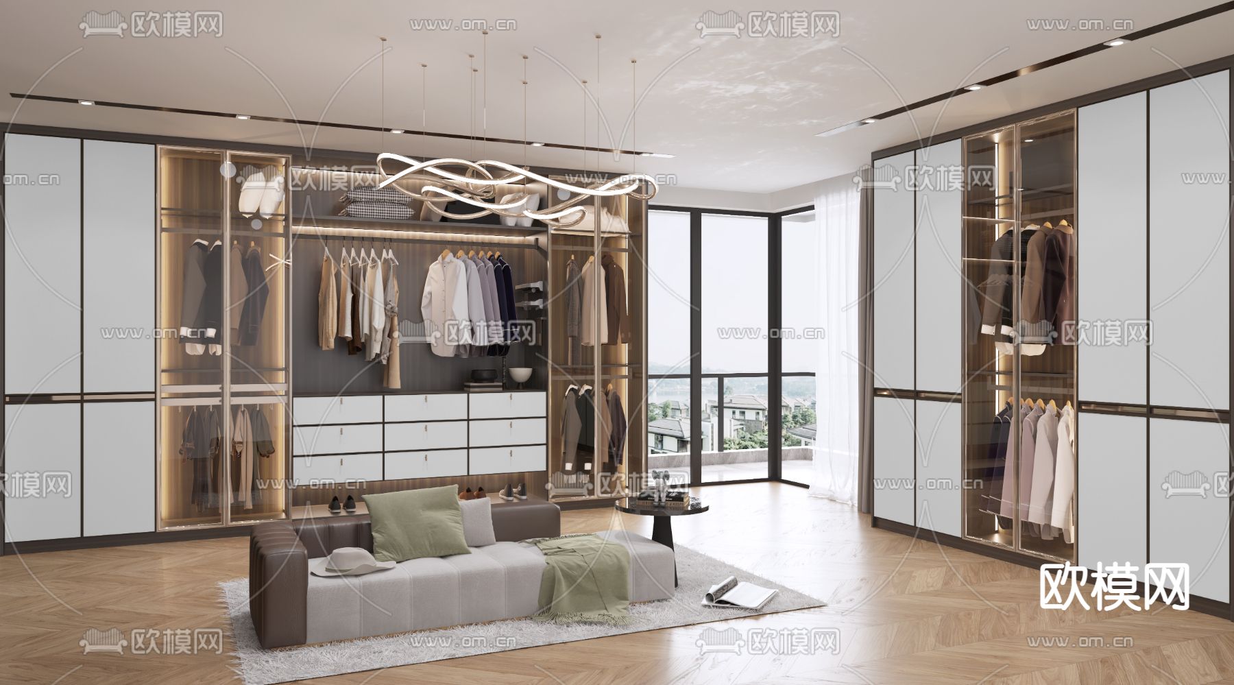 现代衣帽间3d模型下载