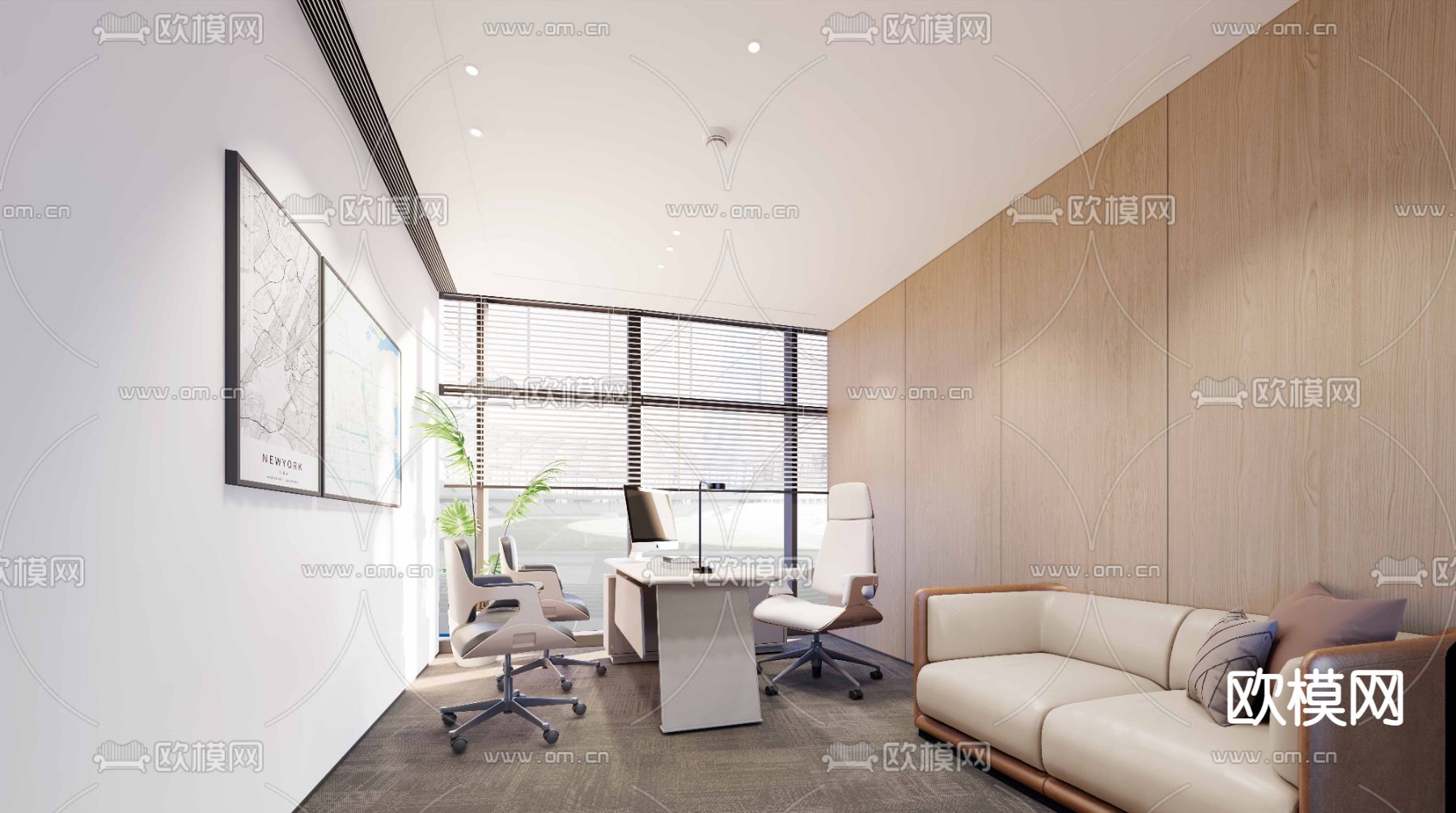 总经理室 董事长室su模型下载（渲染图1）