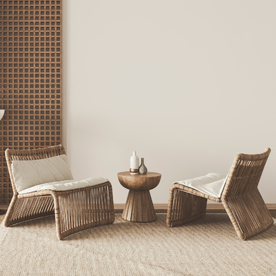  侘寂休闲椅 躺椅su模型 