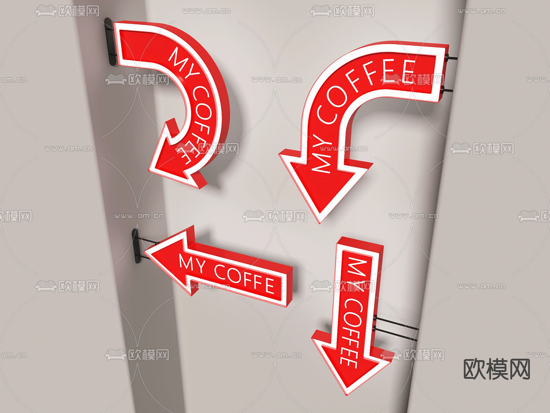 发光侧招 指示牌su模型下载（渲染图2）