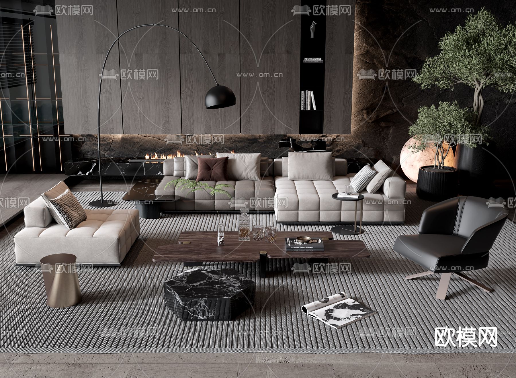 Minotti 组合沙发su模型下载（渲染图1）