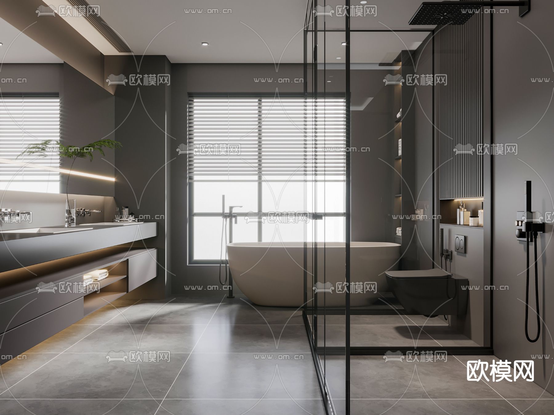 暗黑风卫生间 浴室3d模型下载