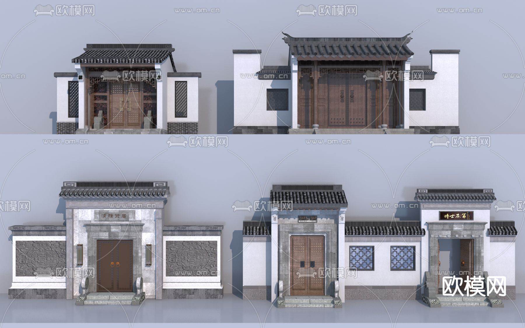 中式庭院门 别墅门头 古建民俗3d模型下载_ID14017476_3dmax免费模型-欧模网