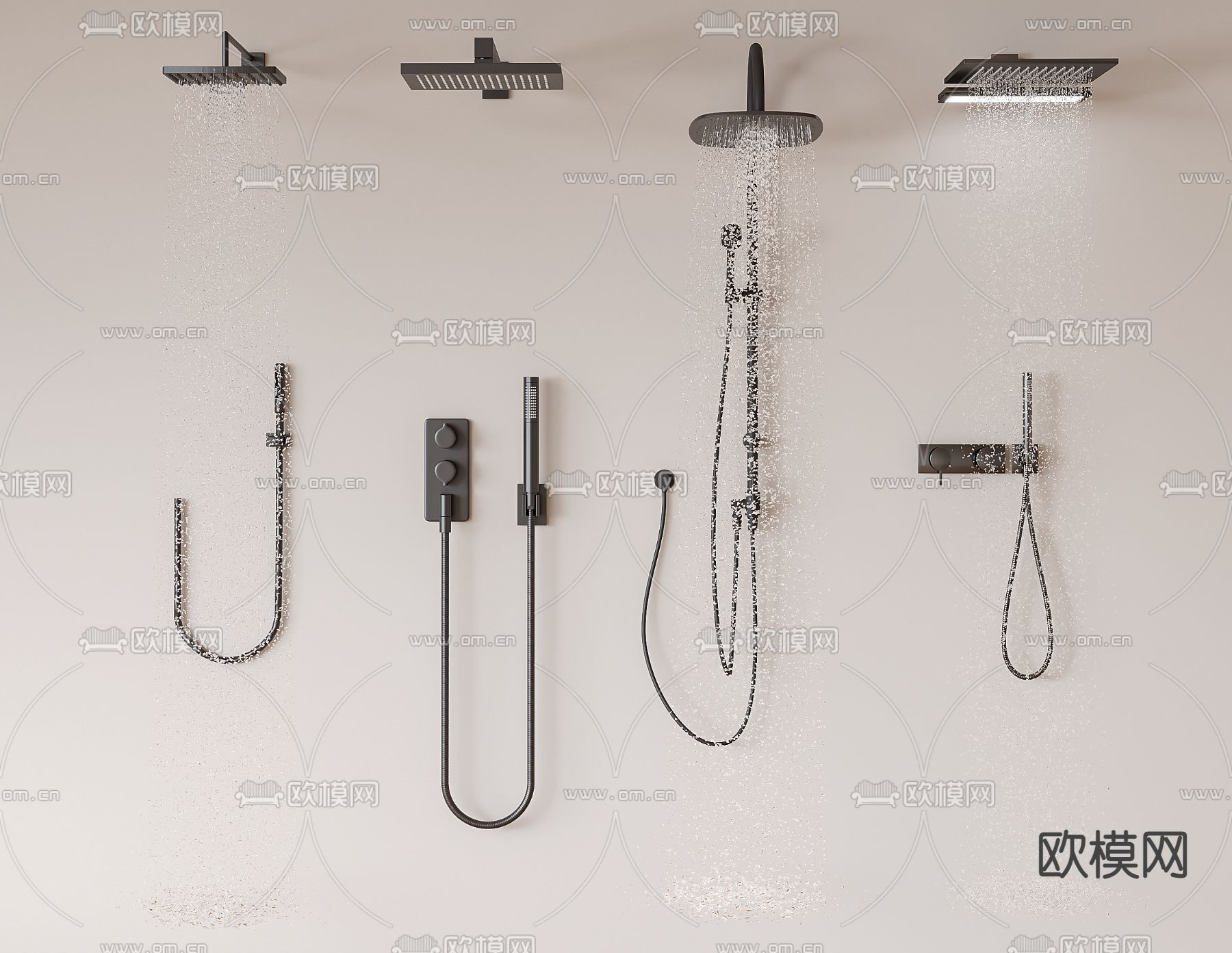 淋浴花洒 喷头3d模型下载