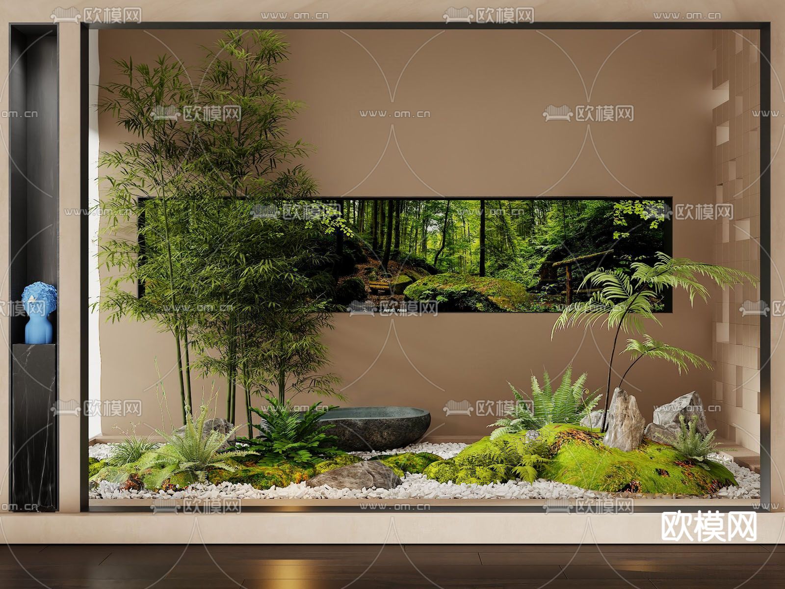 松树小品 植物堆su模型下载（渲染图1）