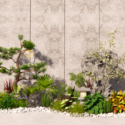  室内庭院小品 植物堆su模型 