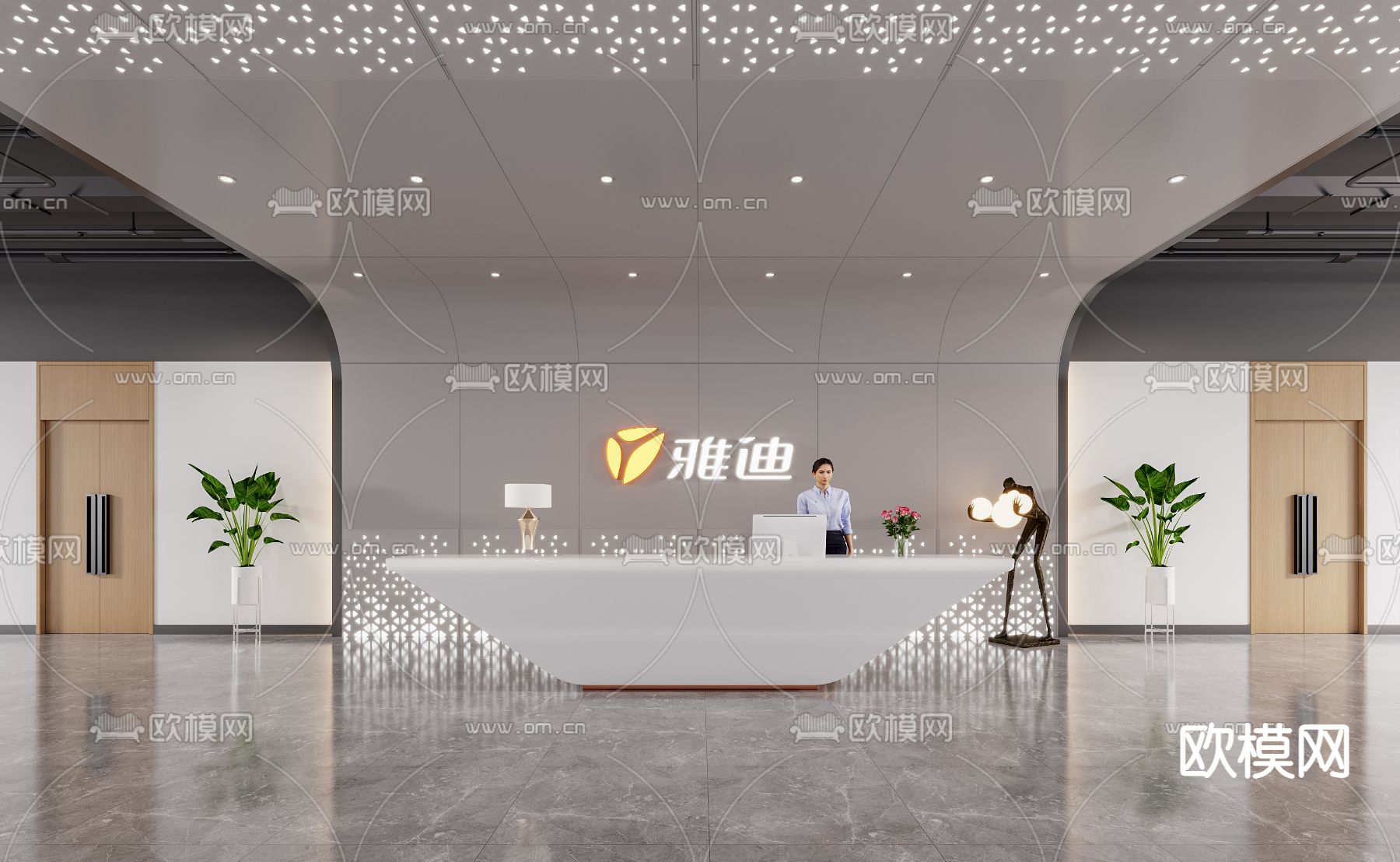 公司前台3d模型下载