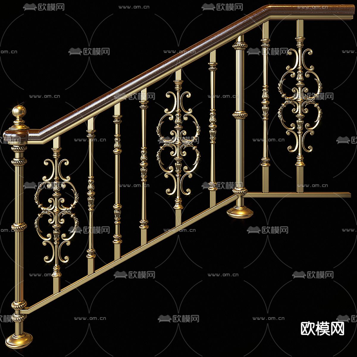 简欧楼梯扶手3d模型下载