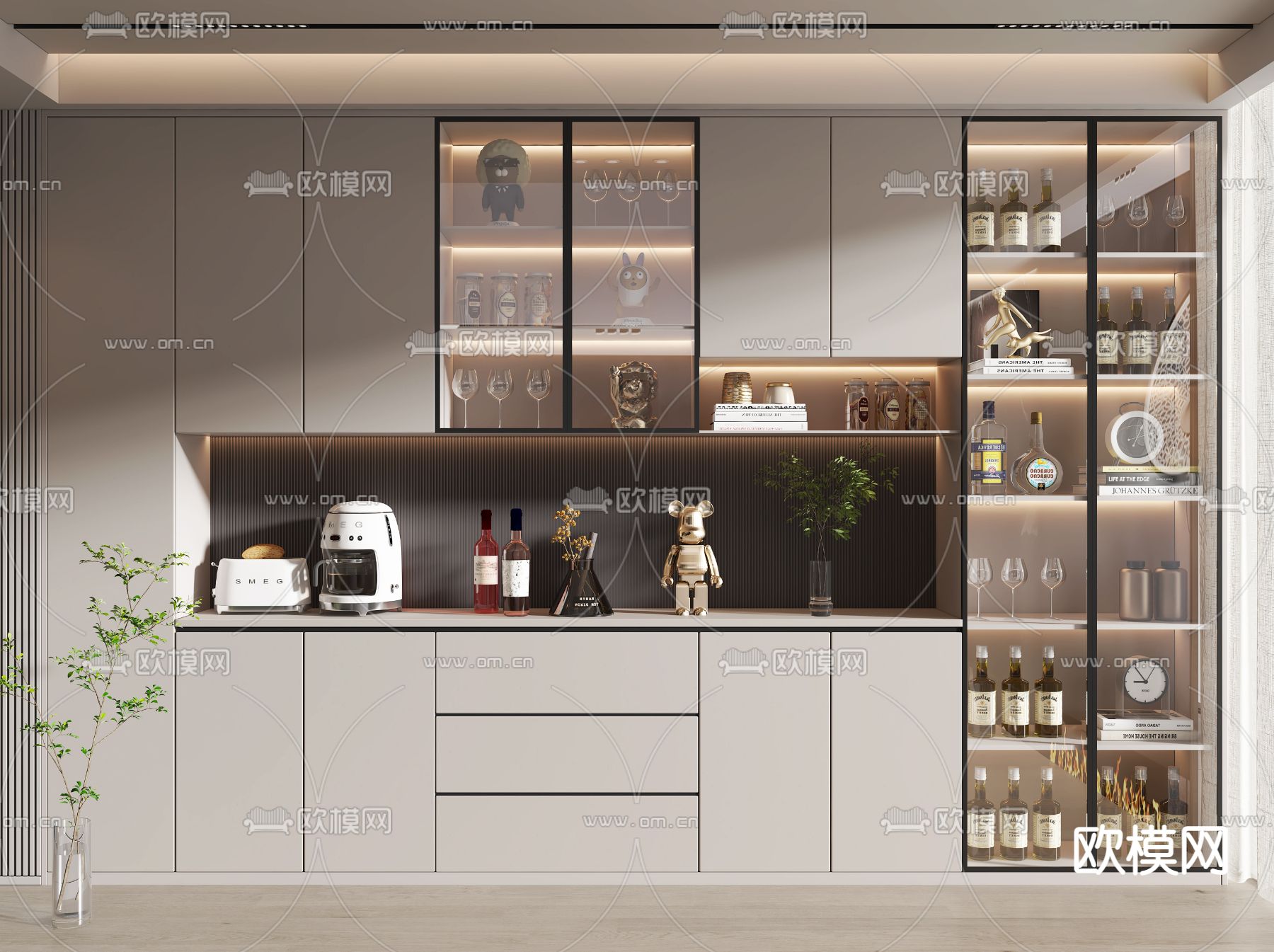 现代酒柜3d模型下载