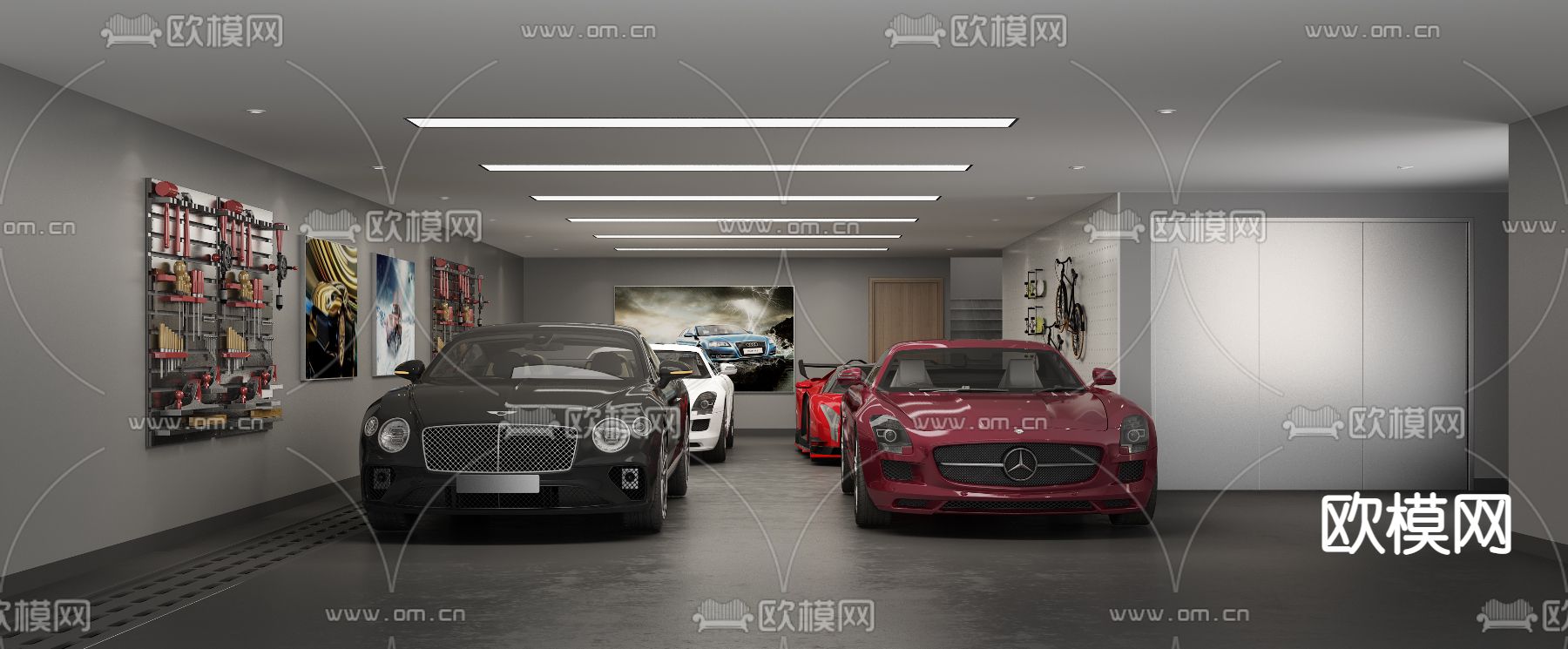 地下车库免费3d模型下载