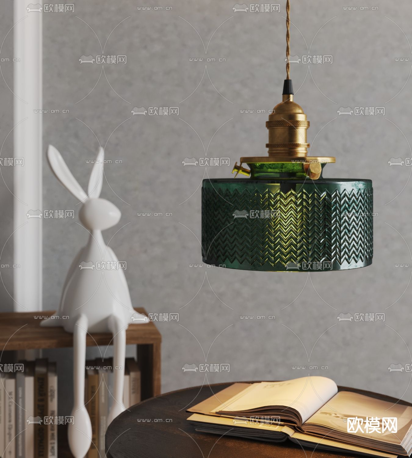 玻璃吊灯 复古吊灯3d模型下载（渲染图2）