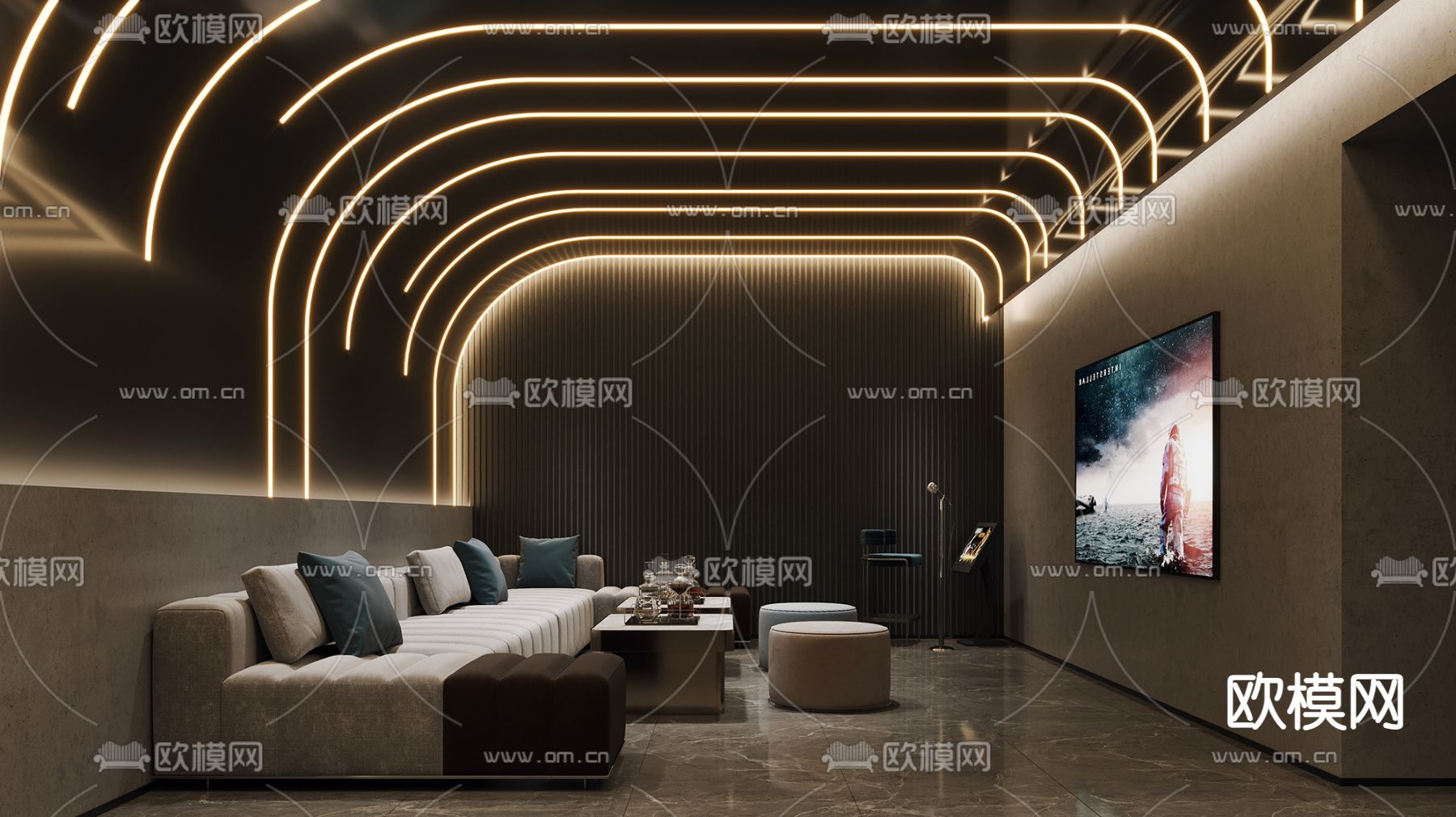 现代KTV包厢  包间  包房3d模型下载