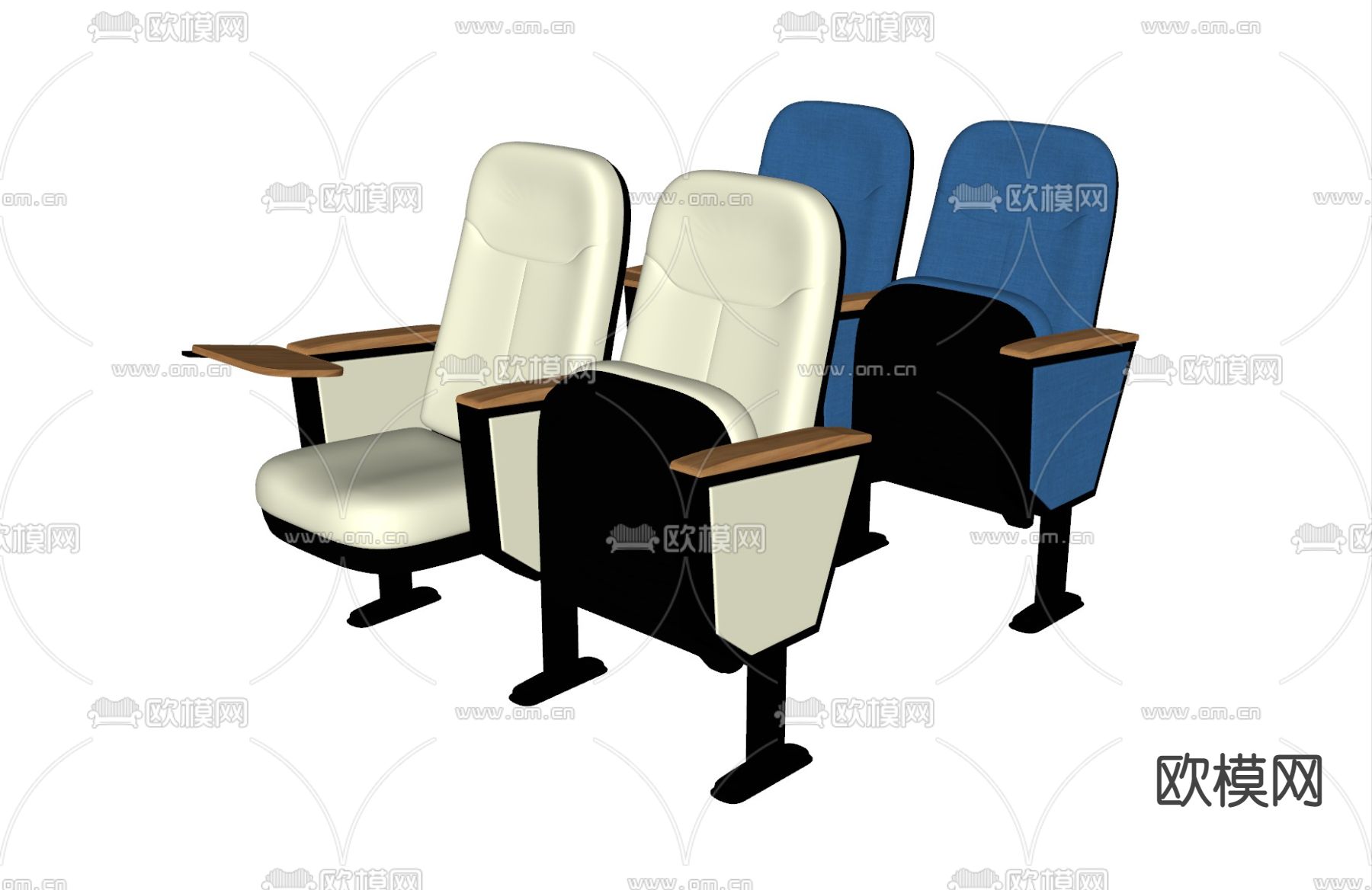 礼堂椅 公共座椅su模型下载（渲染图3）