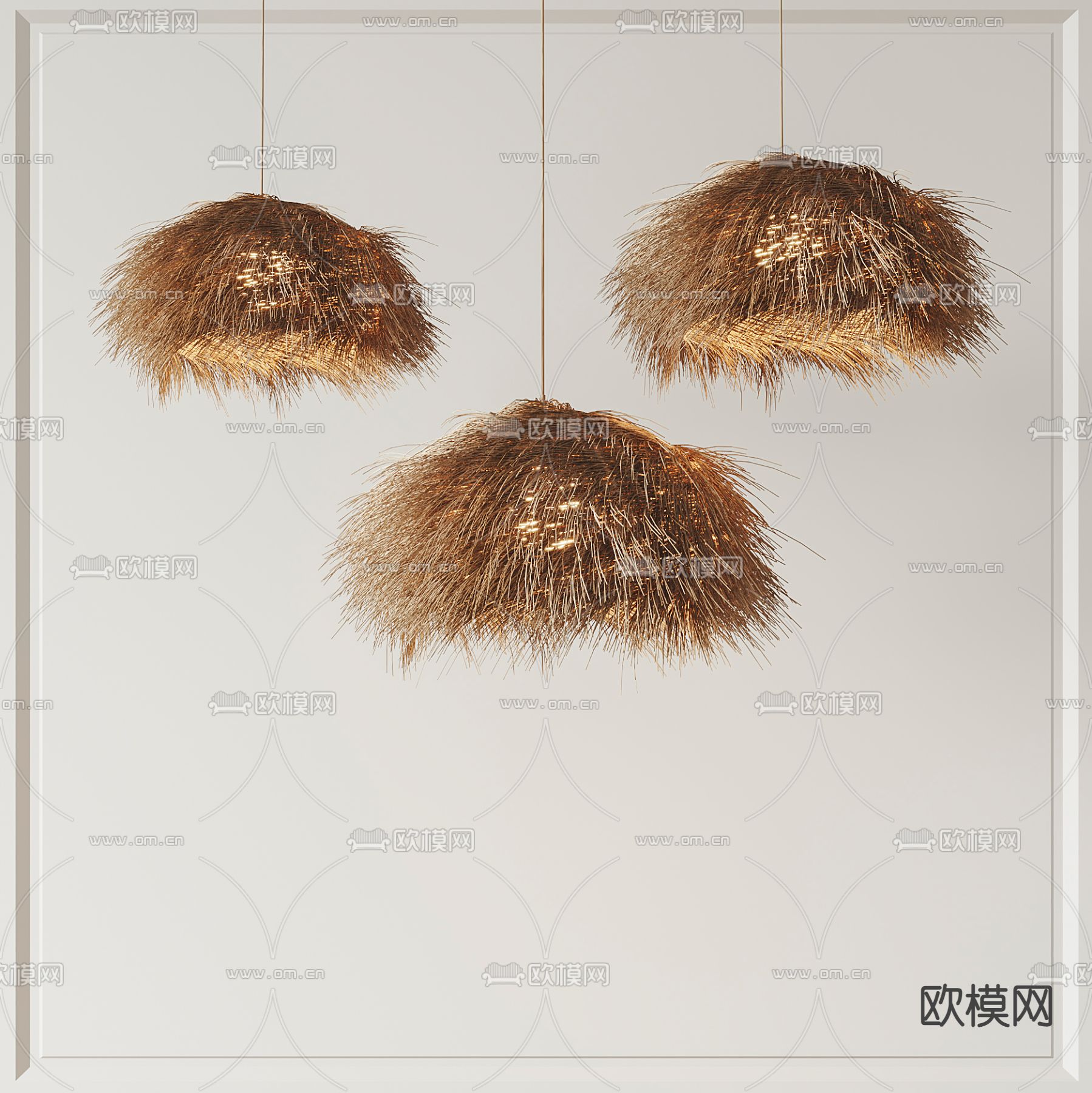侘寂枯草吊灯su模型下载（渲染图1）