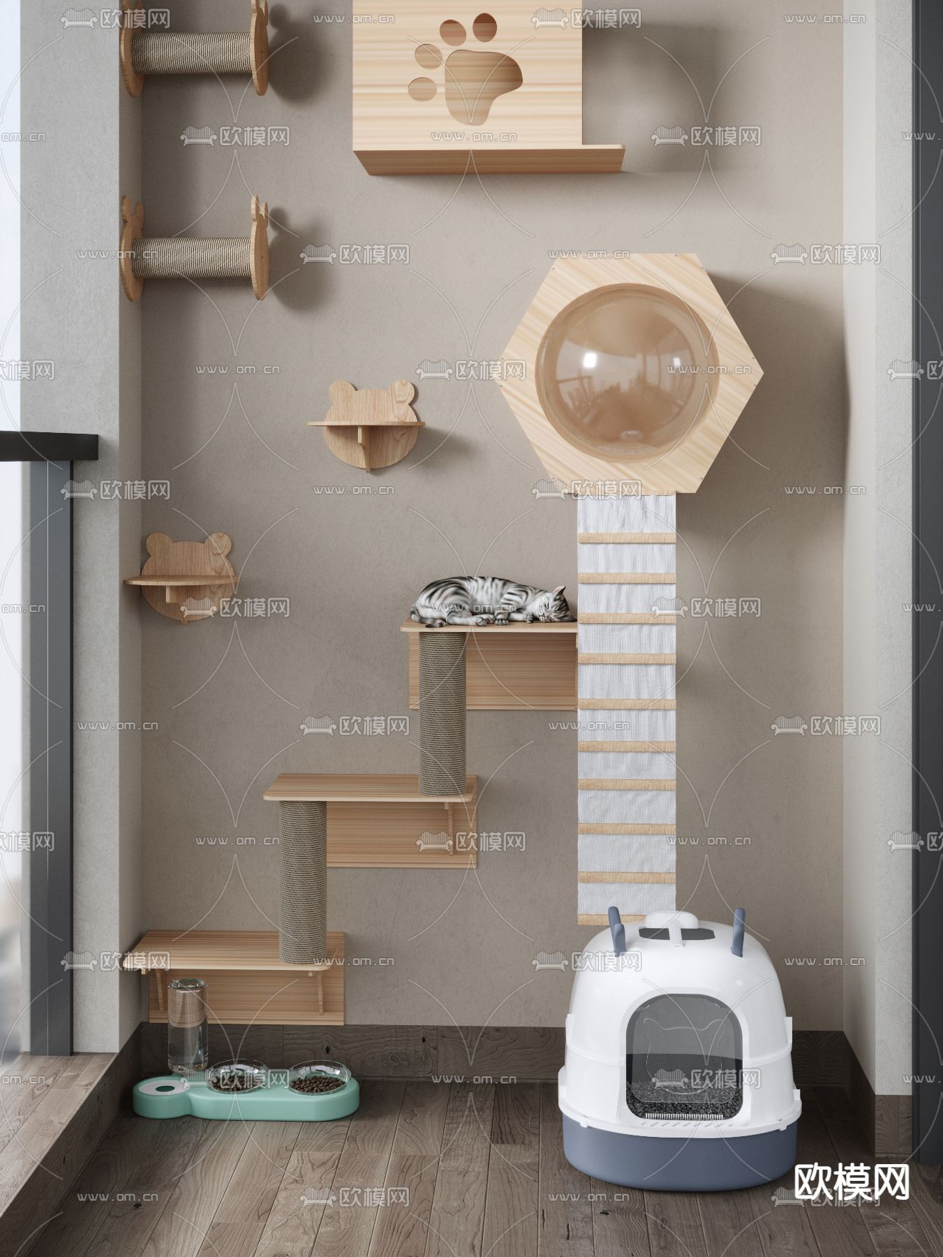 猫爬架 猫窝3d模型下载