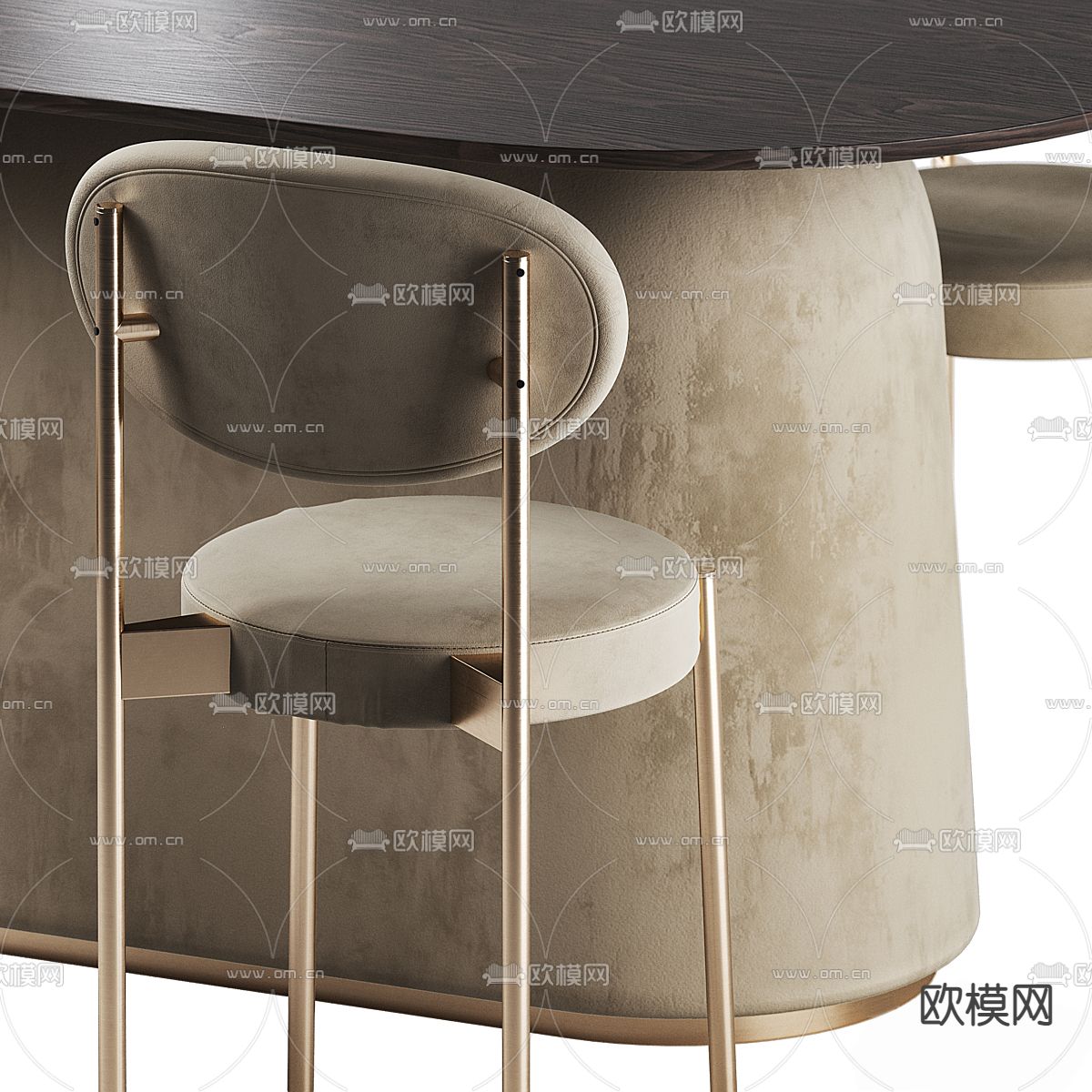 轻奢餐桌椅3d模型下载（渲染图3）