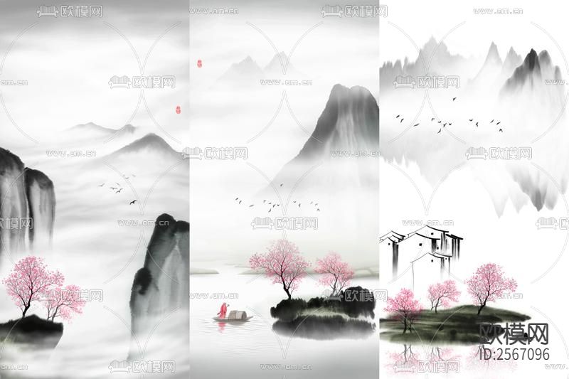 山水装饰画下载（渲染图2）