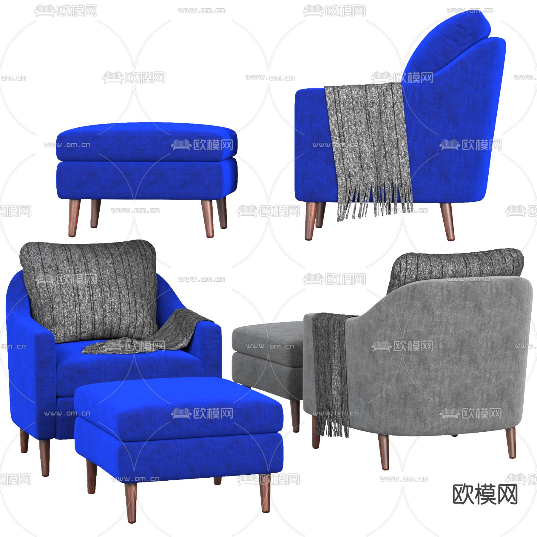 现代单人沙发3d模型下载（渲染图1）