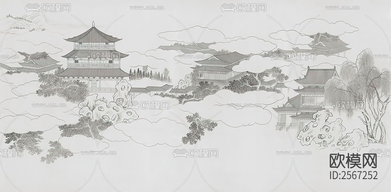 新中式壁纸下载（渲染图5）