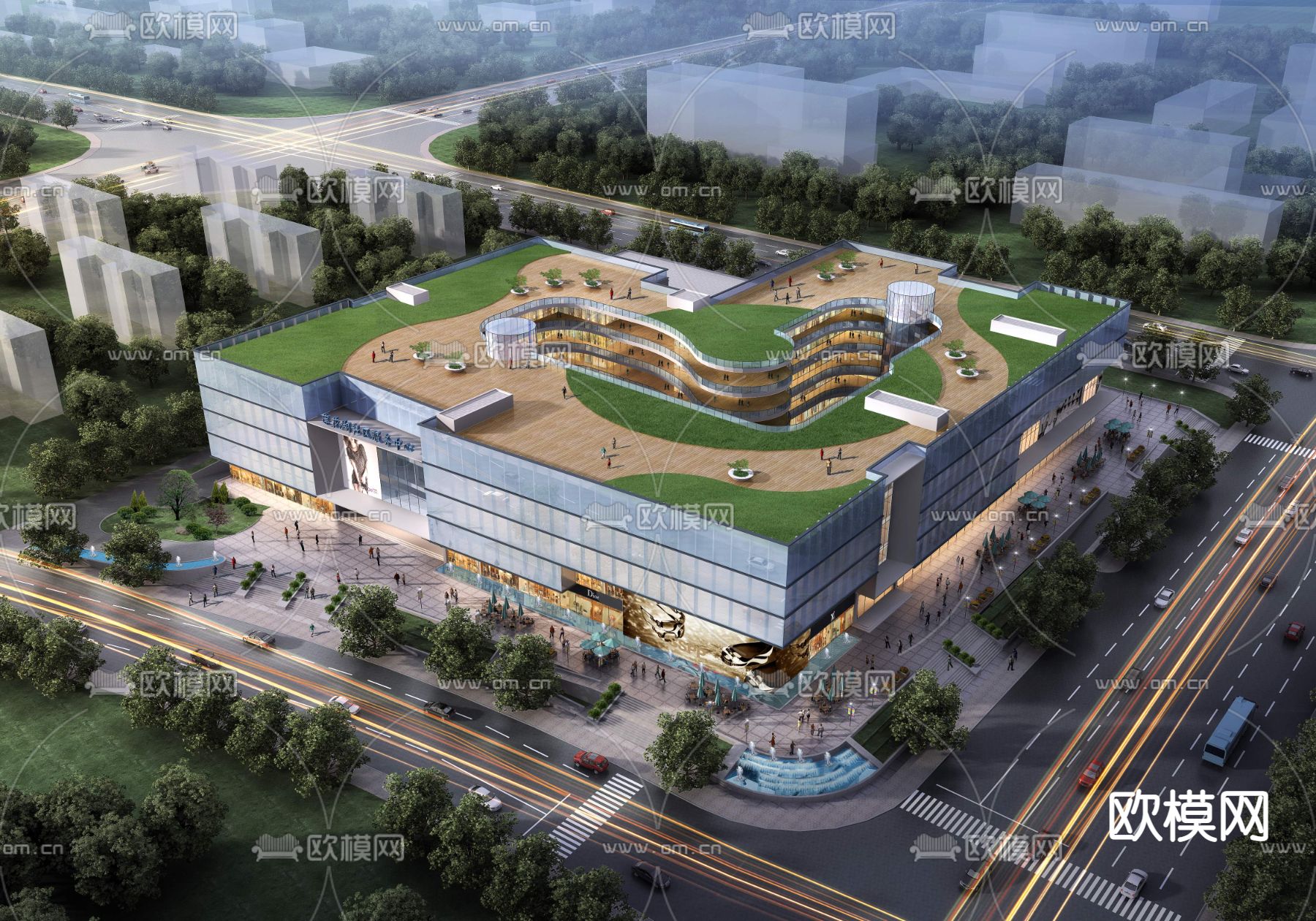 商业综合体 鸟瞰3d模型下载