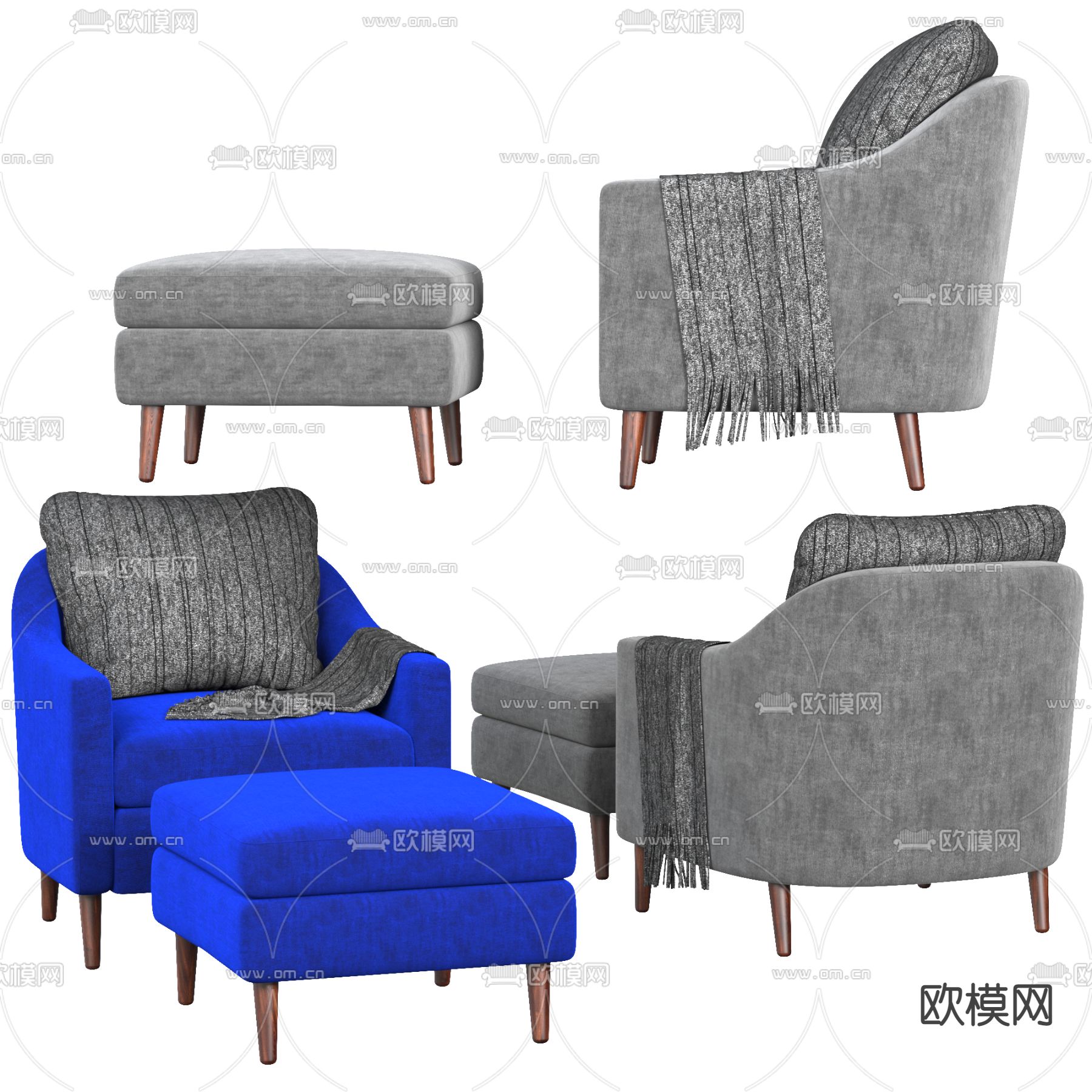 现代单人沙发3d模型下载（渲染图3）