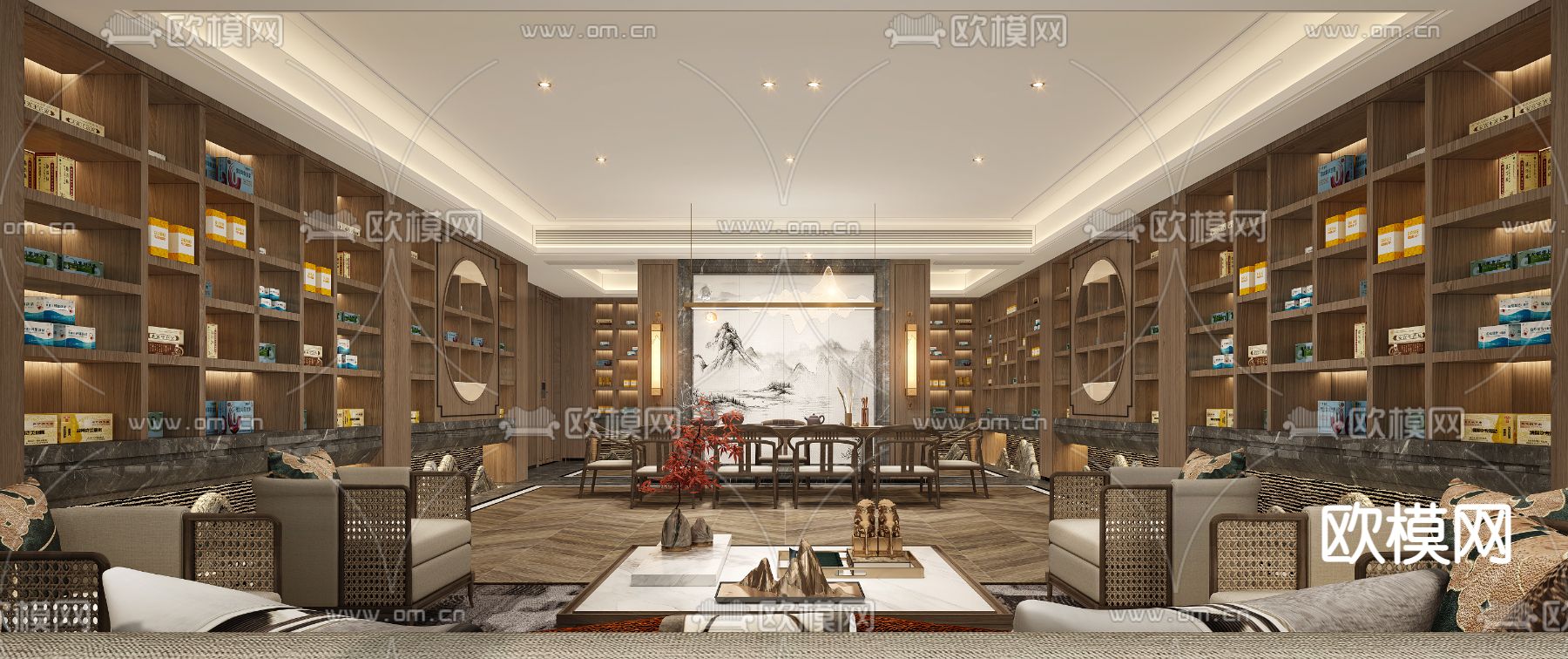 新中式药店 中医馆3d模型下载