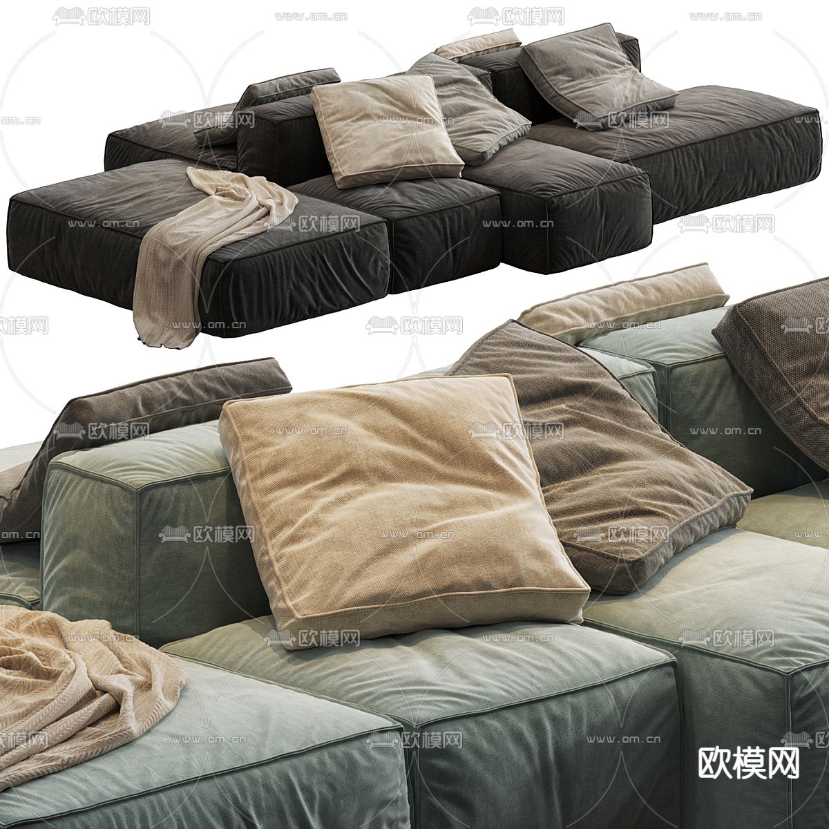 Bonaldo 多人沙发 模块沙发3d模型下载（渲染图1）