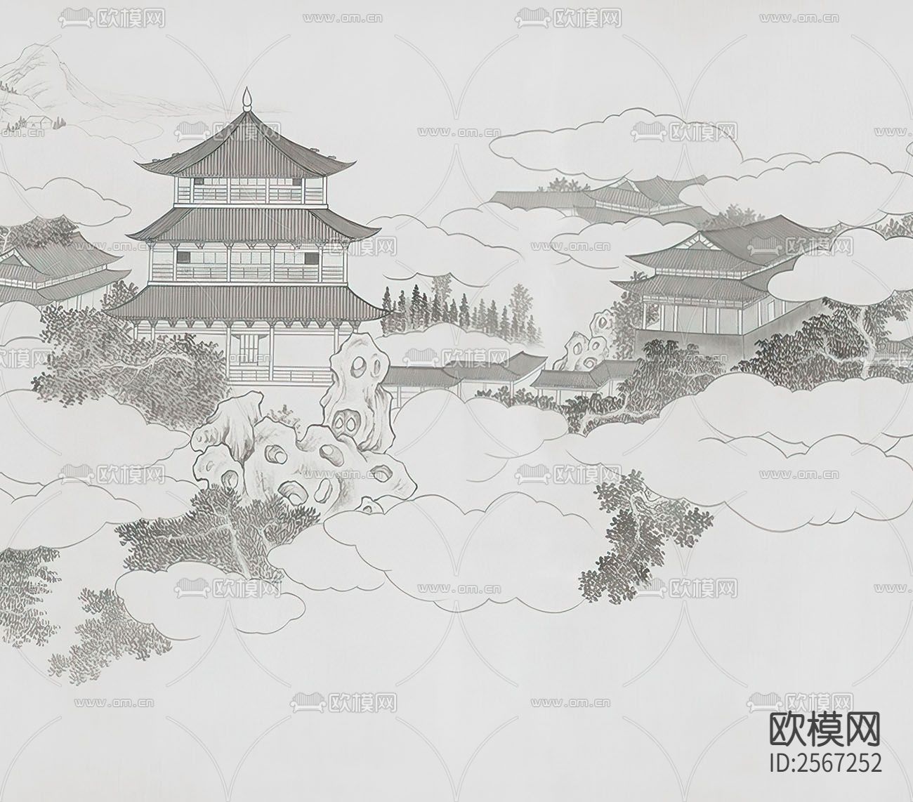 新中式壁纸下载（渲染图3）