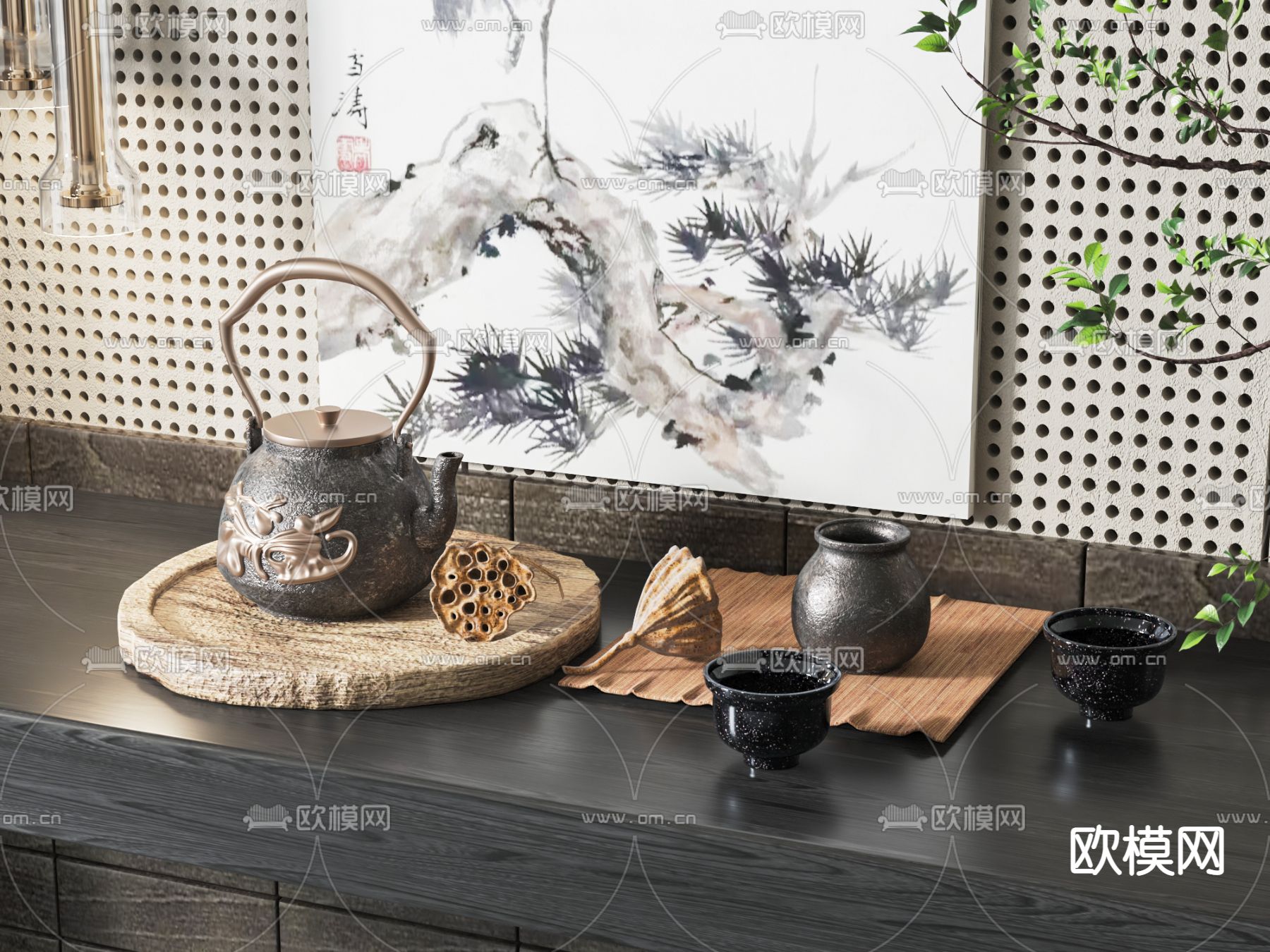 新中式茶具 茶壶3d模型下载