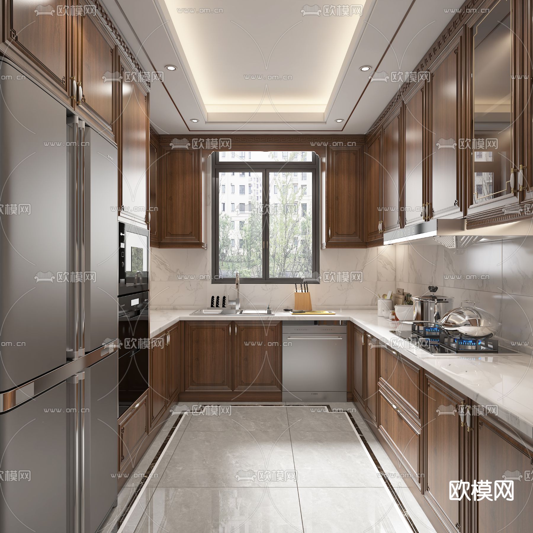 中式厨房免费3d模型下载（渲染图3）