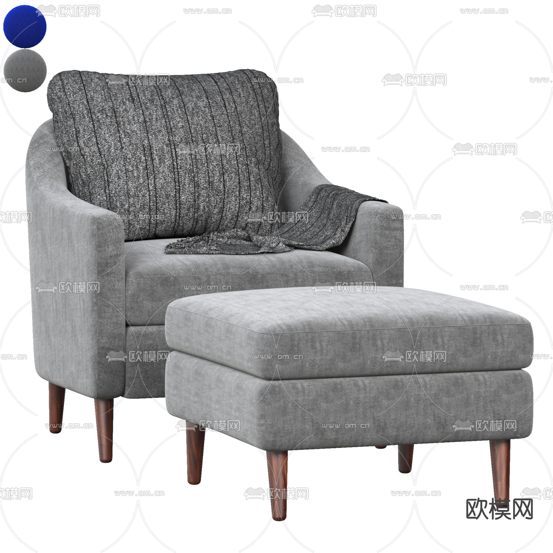 现代单人沙发3d模型下载（渲染图4）